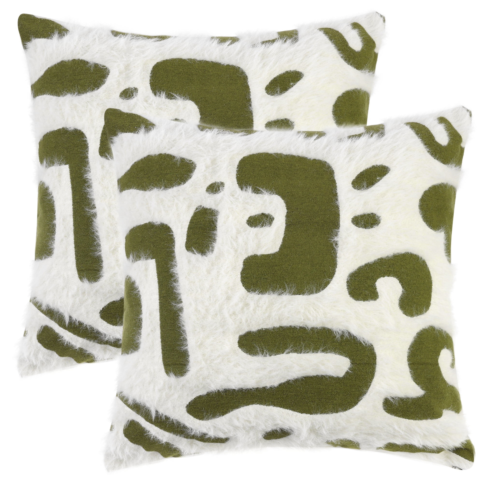 Unique Bargains Geometry Decorative Throw Pillow Covers Soft Plush Couch Pillowcases 2 Pcs Green 18" x 18"
