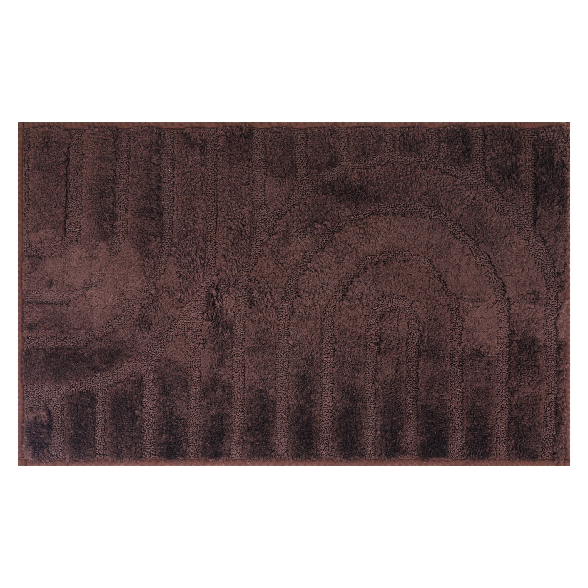 Unique Bargains Geometry Pattern Bathroom Rugs Mat Soft Bath Floor Rugs Brown 20" x 32"