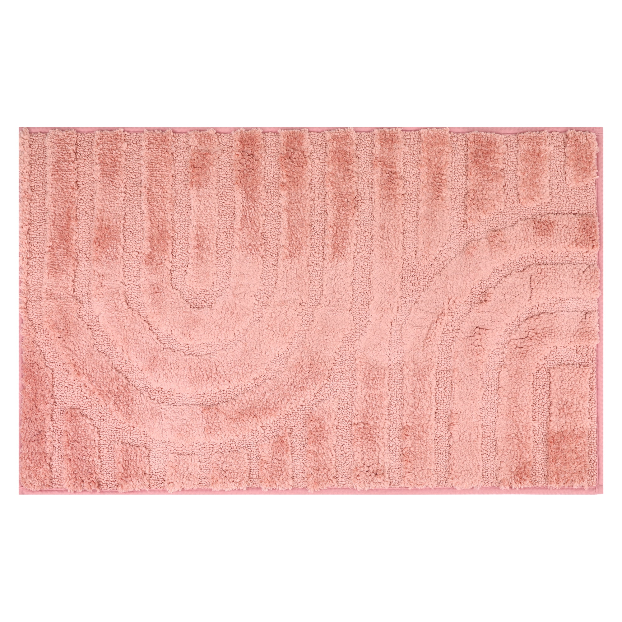 Unique Bargains Geometry Pattern Bathroom Rugs Mat Soft Bath Floor Rugs Pink 20" x 32"