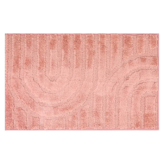 Unique Bargains Geometry Pattern Bathroom Rugs Mat Soft Bath Floor Rugs Pink 20" x 32"