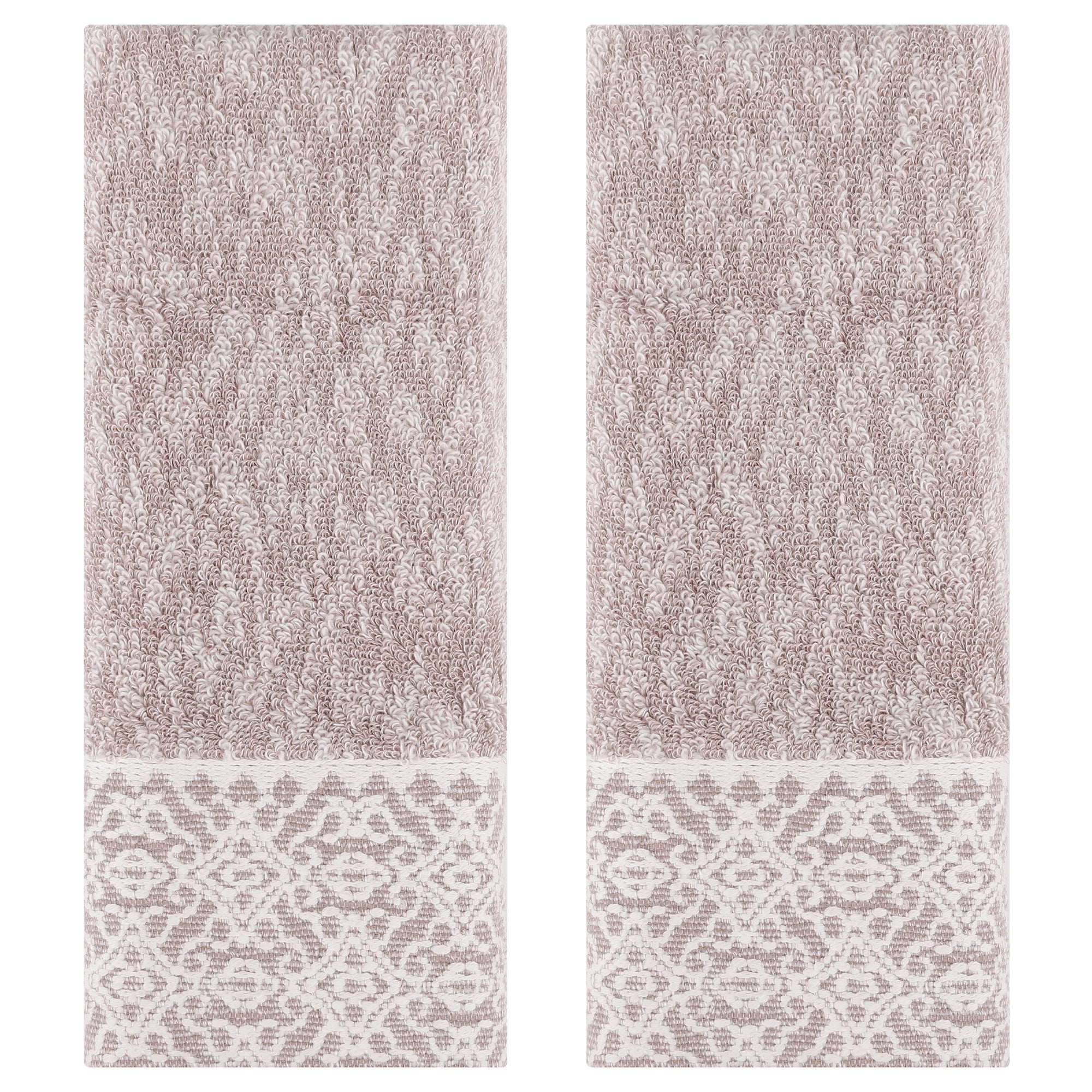 Unique Bargains Geometry Pattern Hand Towels Cotton Absorbent Soft Purple 2-Pieces