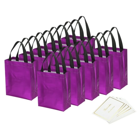 Unique Bargains Gift Bags with Cards Reusable Non-Woven Goodie Bags Purple