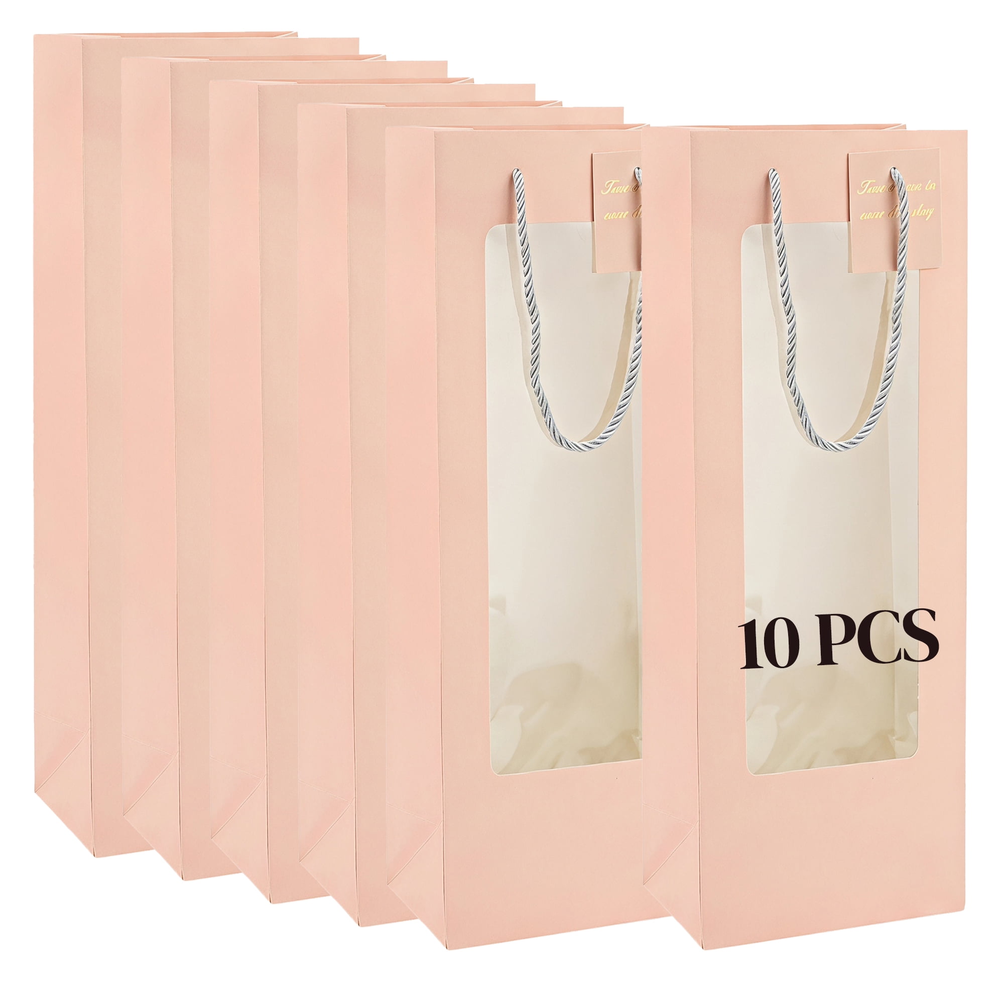 Unique Bargains Gift Bags with Handles to Elevate Gifting Pink 4.9" x 3.3" x 14.2"