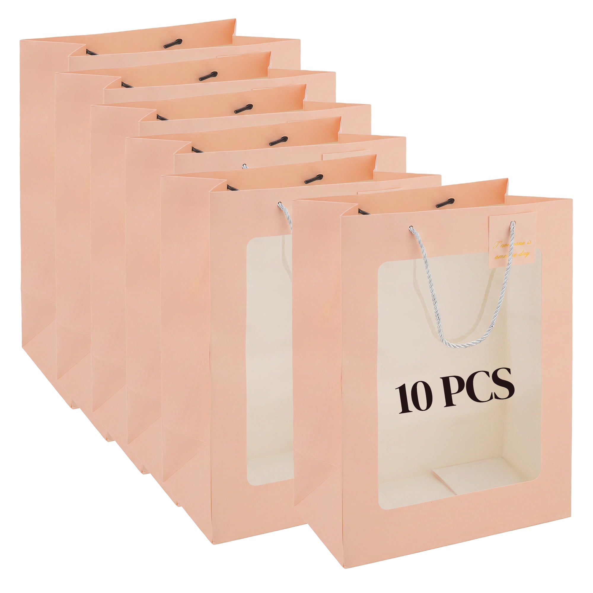 Unique Bargains Gift Bags with Handles to Elevate Gifting Pink 9.4" x 5.5" x 13.8"