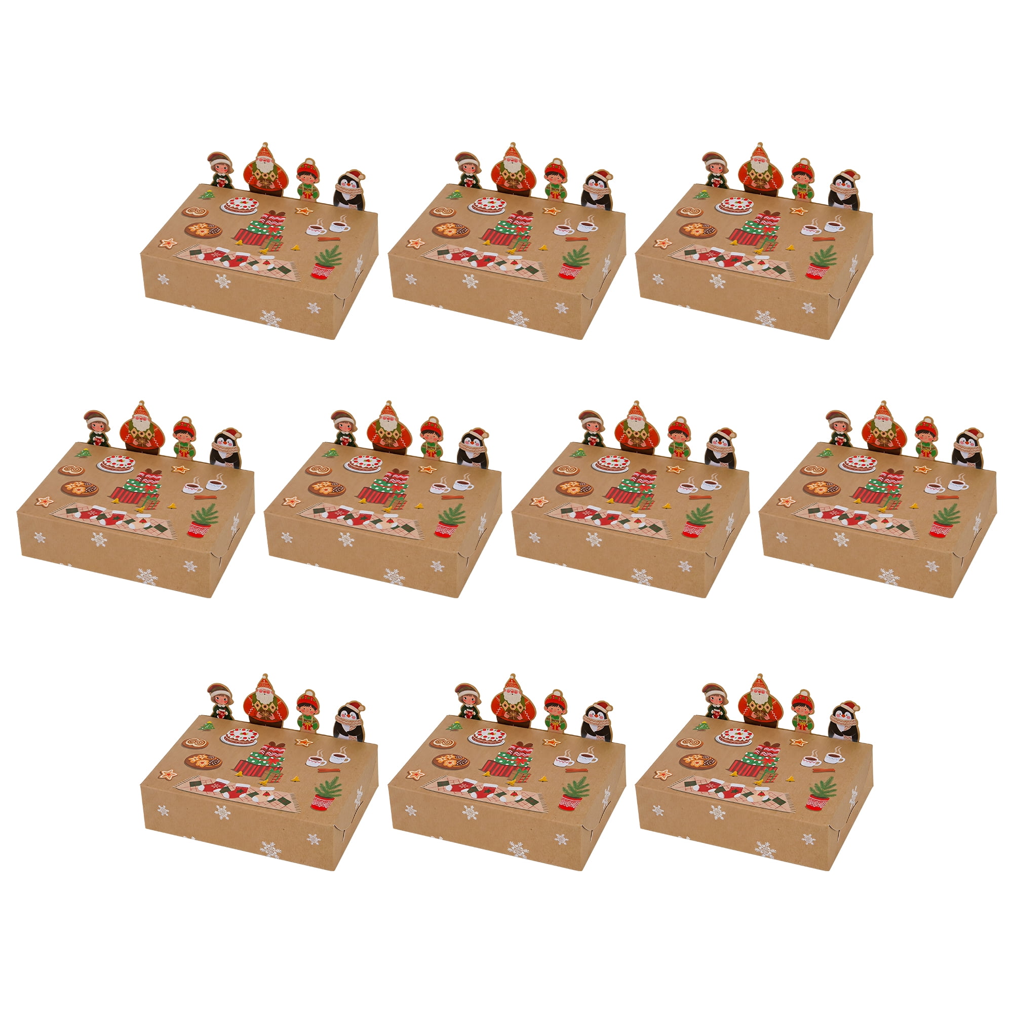 Unique Bargains Gift Box Featuring A Cartoon Christmas Pattern For Holiday Gifting Brown