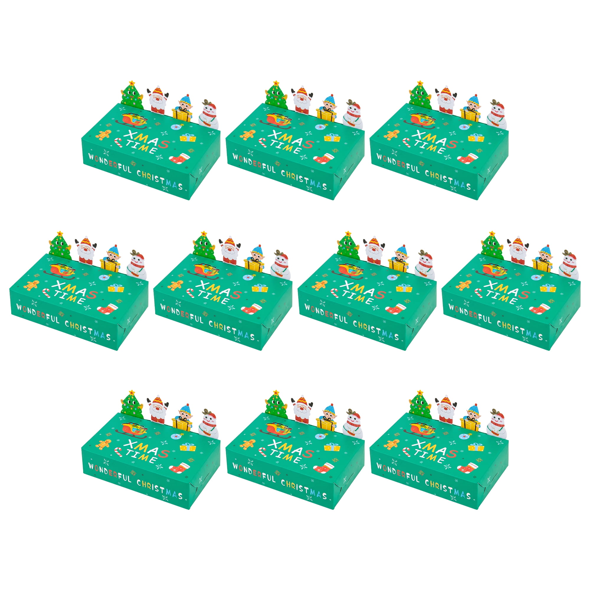 Unique Bargains Gift Box Featuring A Cartoon Christmas Pattern For Holiday Gifting Green