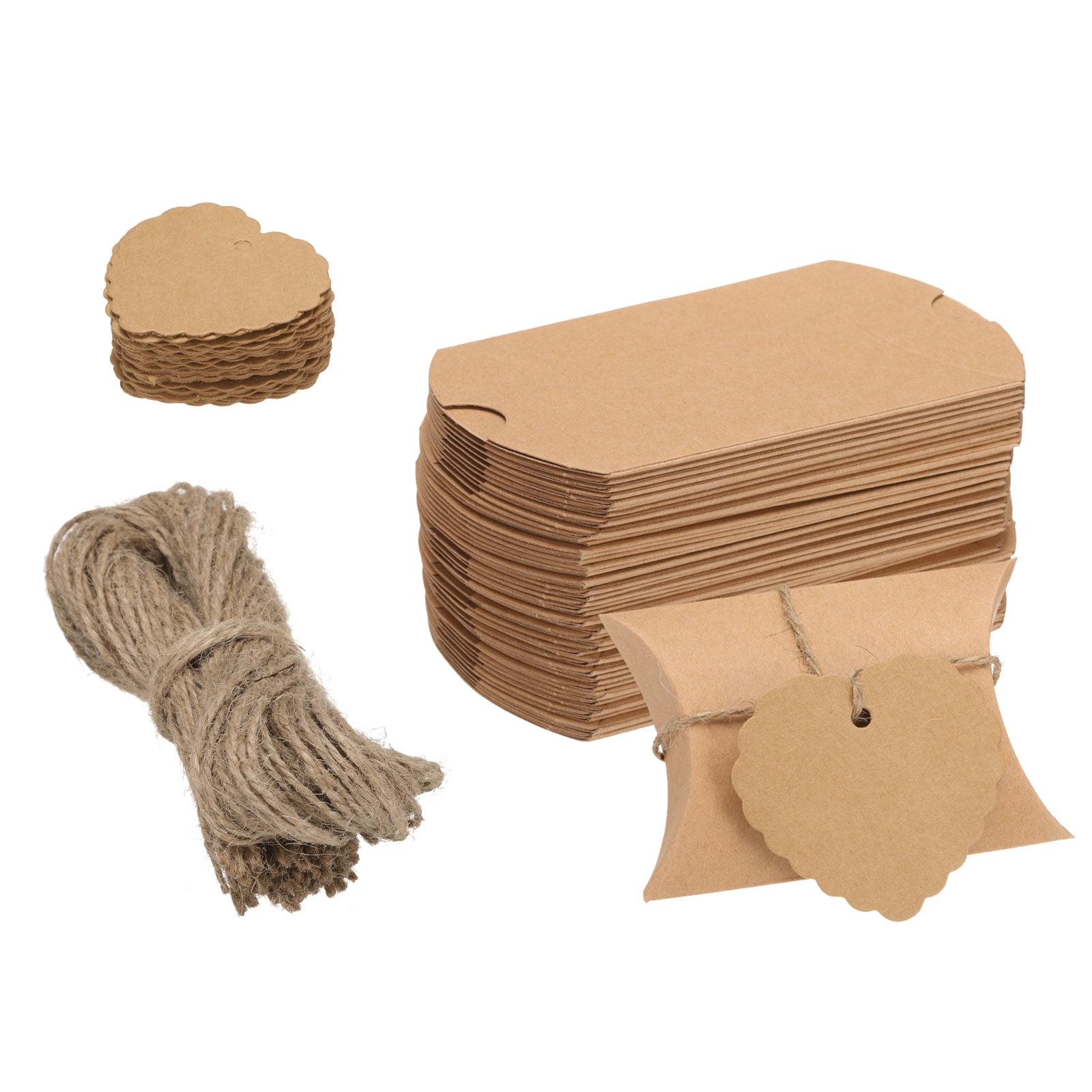 Unique Bargains Gift Boxes with Ribbons Presents Candy Favor Box 3.5"x2.8"x1" Brown