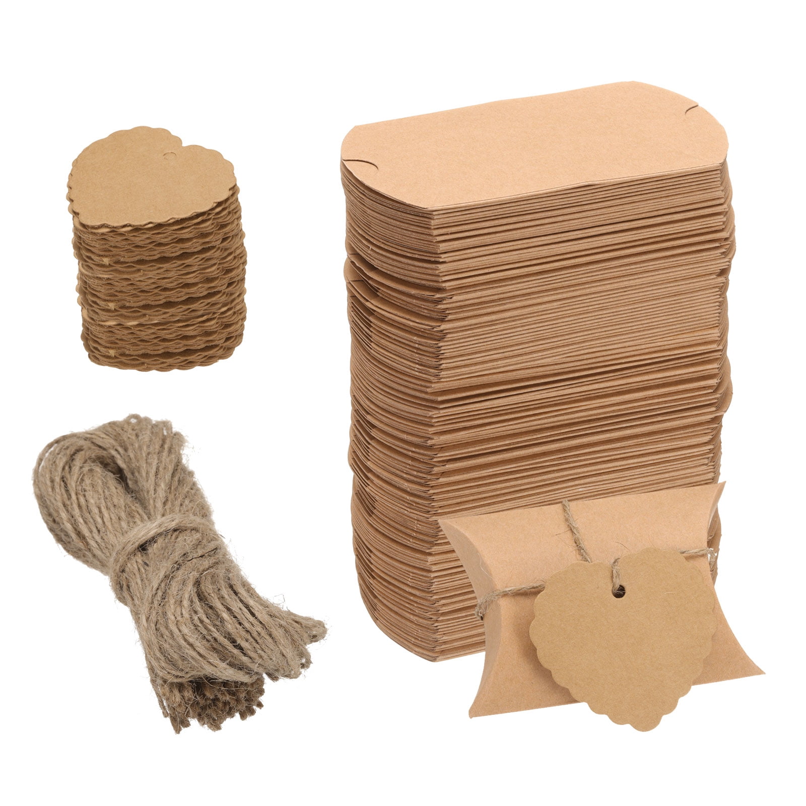 Unique Bargains Gift Boxes with Ribbons Presents Paper Candy Favor Box 3.5"x2.8"x1" Brown
