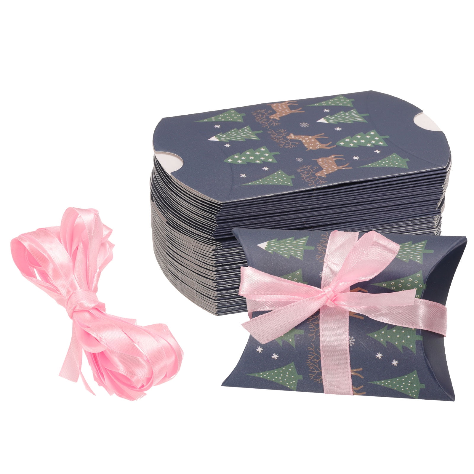 Unique Bargains Gift Boxes with Ribbons Presents Paper Candy Favor Boxes Navy Blue