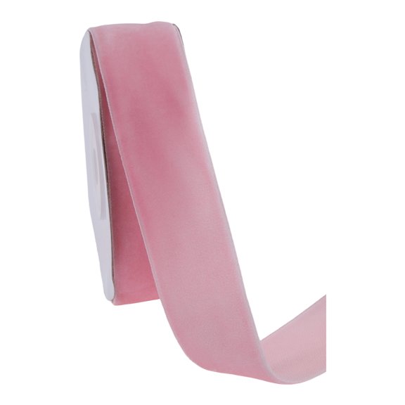 Unique Bargains Gift Ribbon 0.98"x14.76' Velvet Solid Color Decorative Ribbon Pink