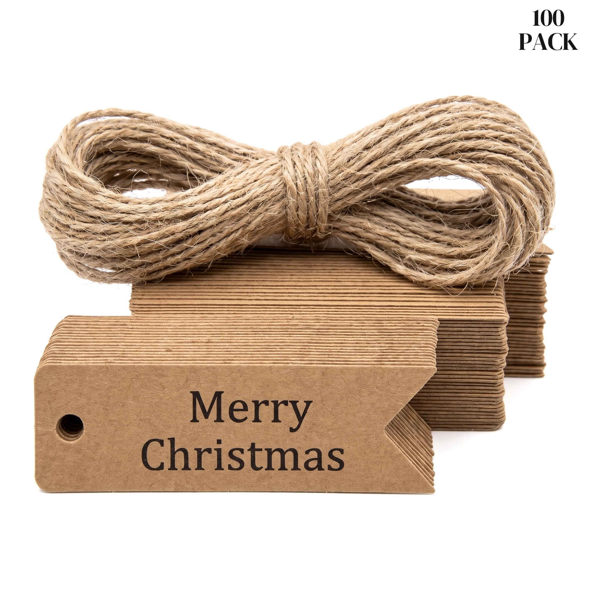 Unique Bargains Gift Tags with Natural Twine for All Occasions 0.8" x 2.8" Brown Christmas
