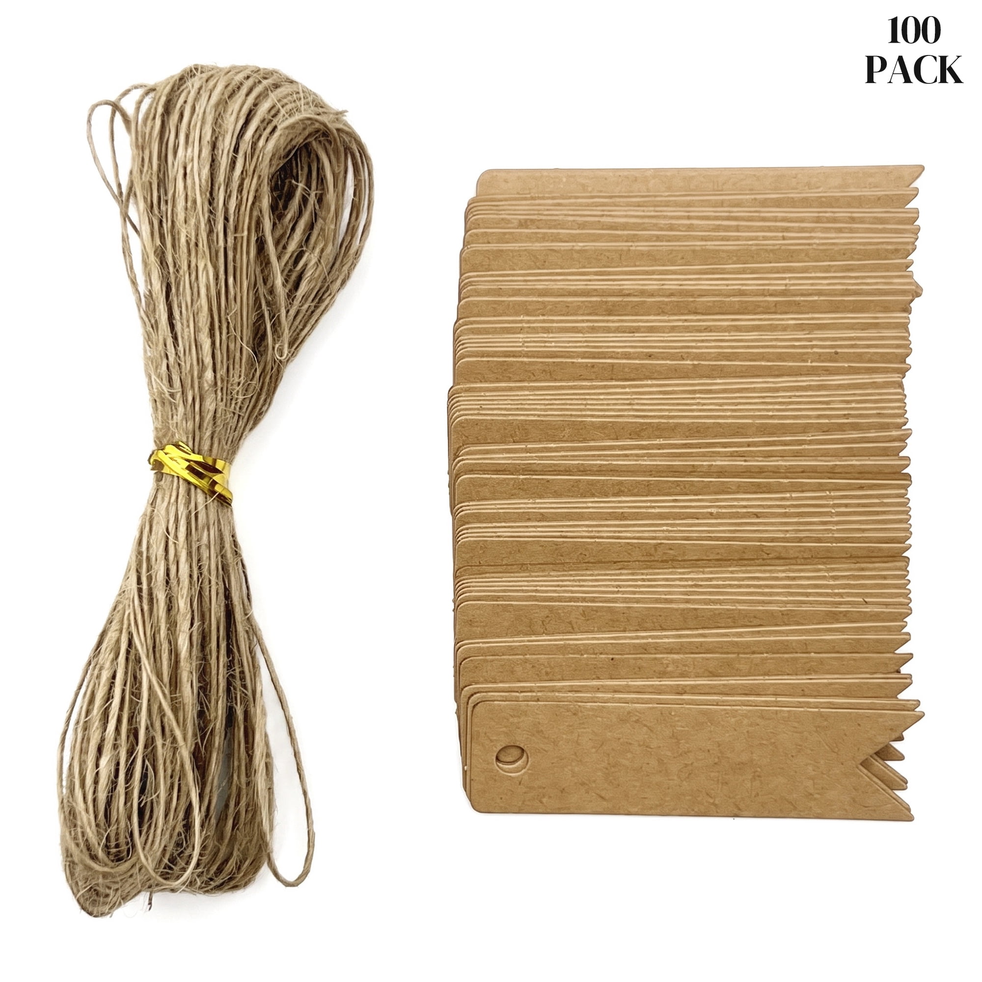 Unique Bargains Gift Tags with Natural Twine for All Occasions 0.8" x 2.8" Brown