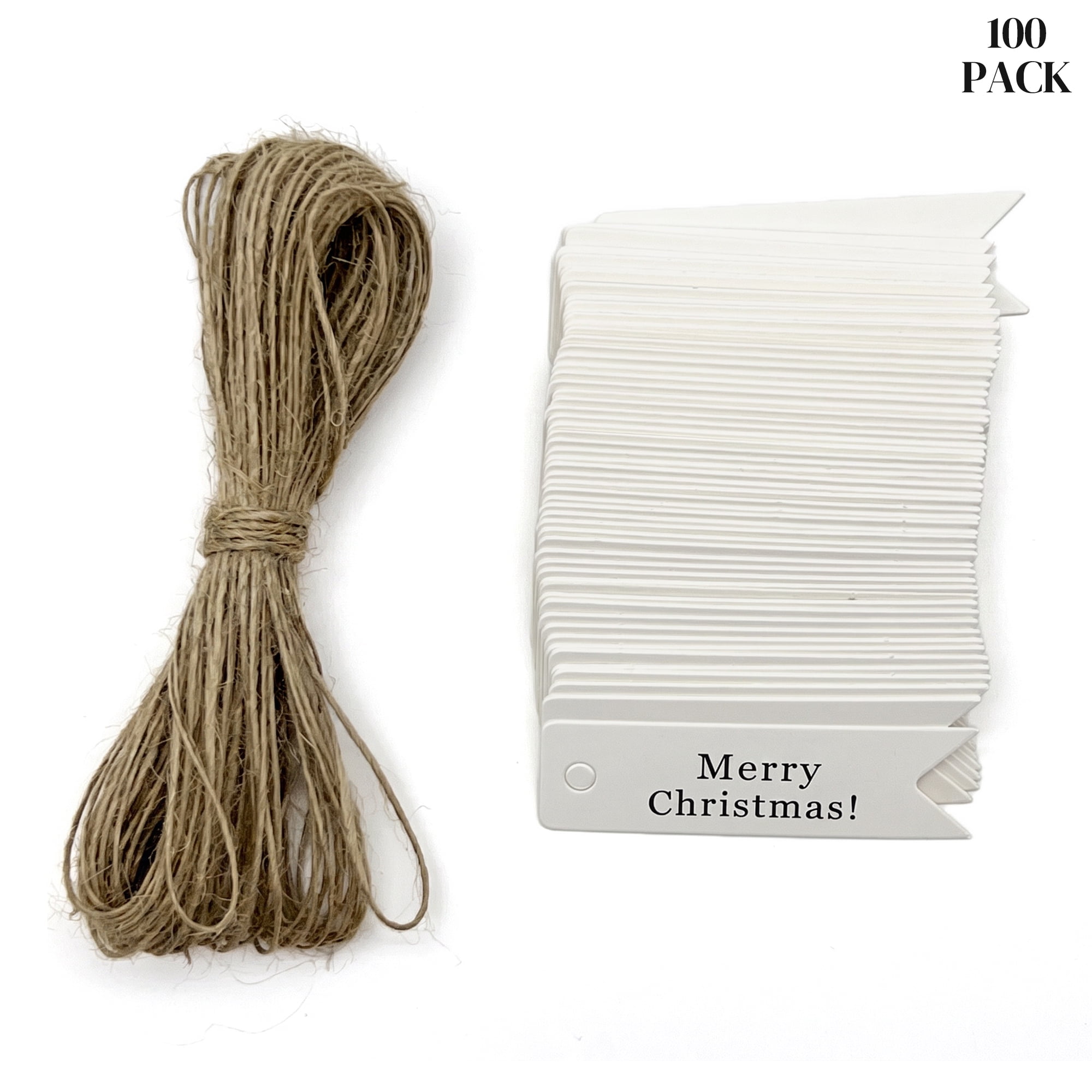Unique Bargains Gift Tags with Natural Twine for All Occasions 0.8" x 2.8" White Christmas