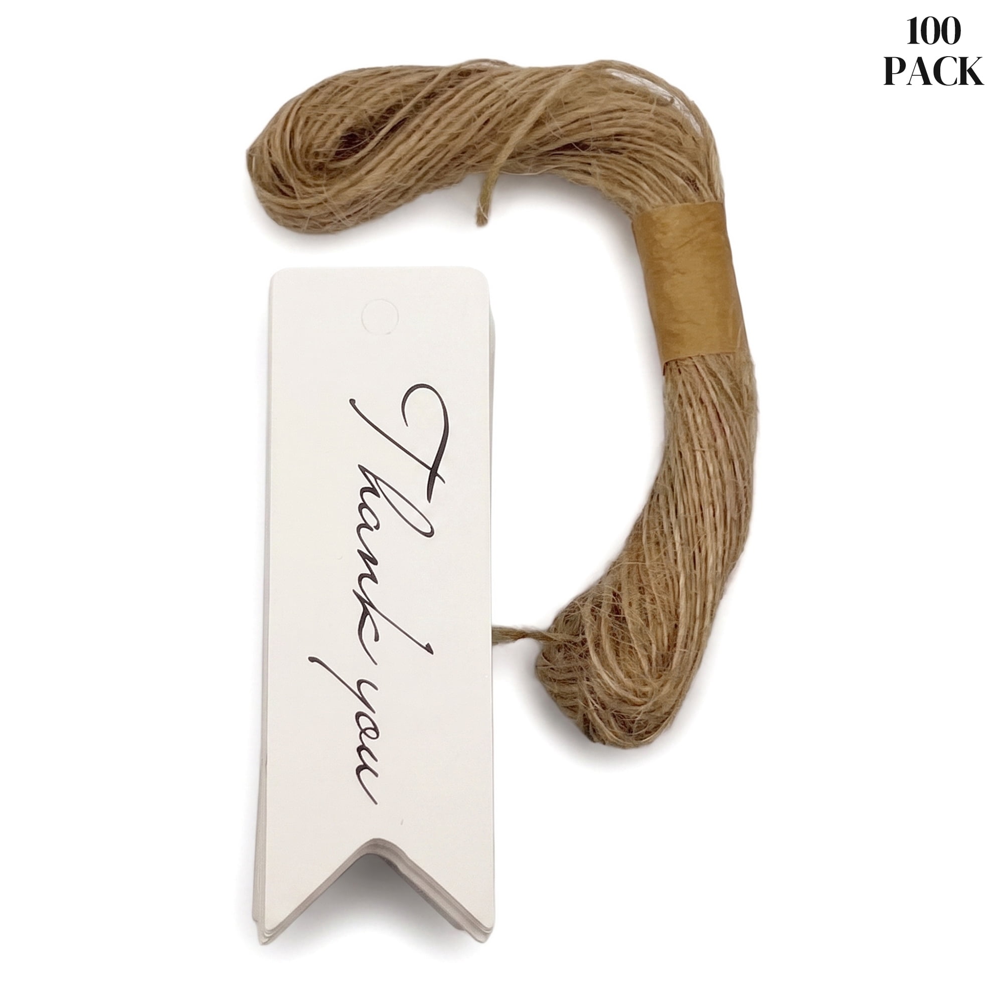 Unique Bargains Gift Tags with Natural Twine for All Occasions 0.8" x 2.8" White Thank You