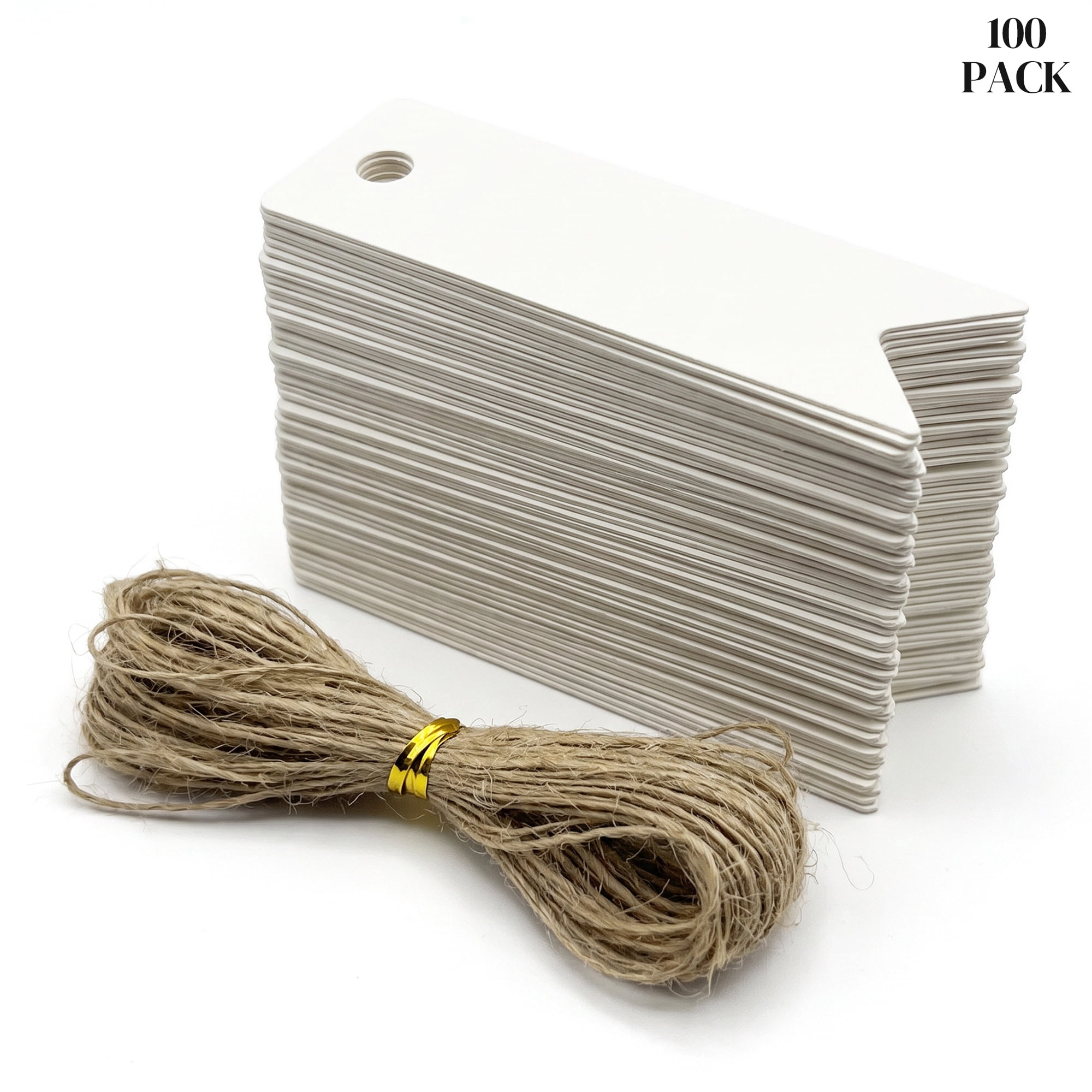 Unique Bargains Gift Tags with Natural Twine for All Occasions 0.8" x 2.8" White
