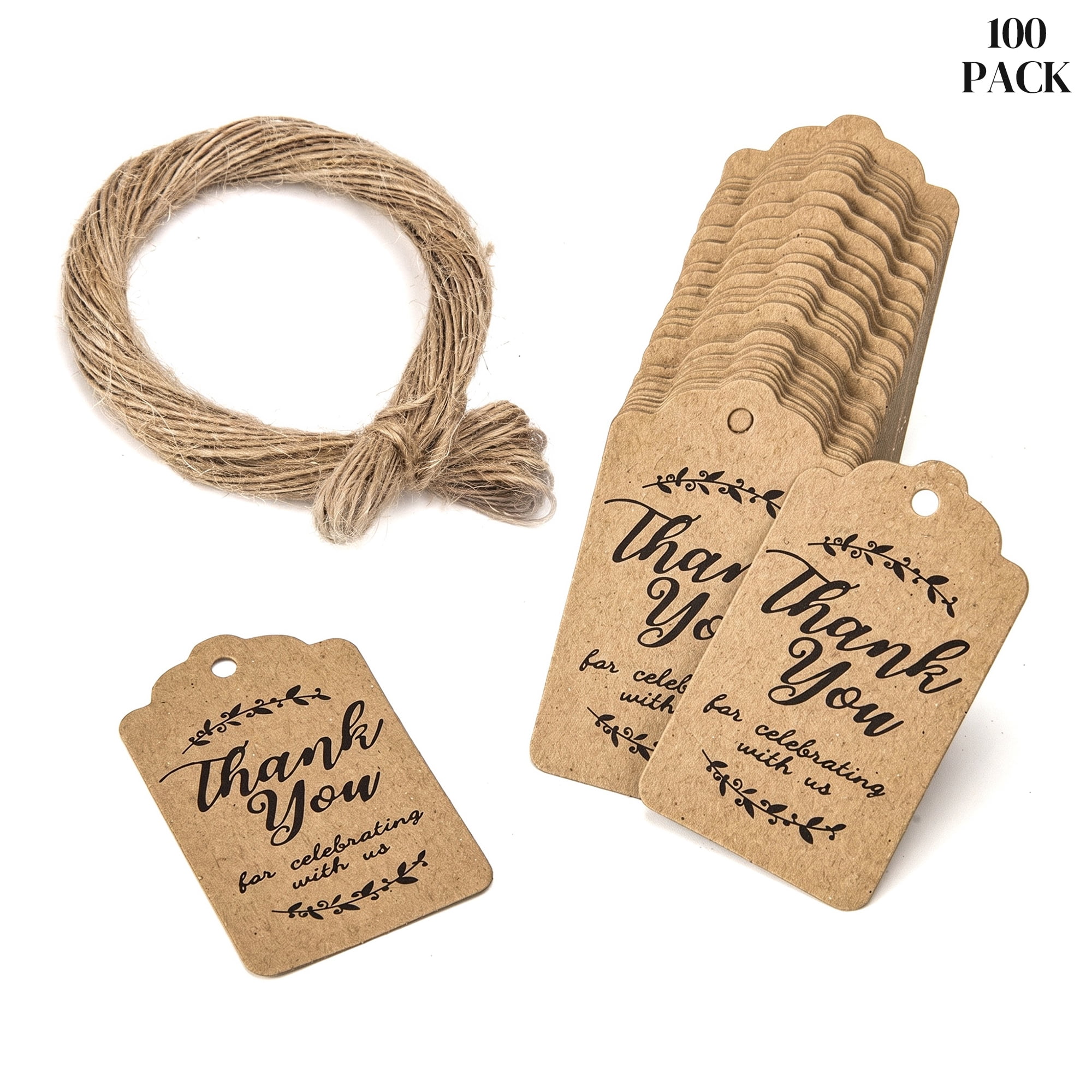 Unique Bargains Gift Tags with Natural Twine for Gifting and Events 1.2" x 2" Brown
