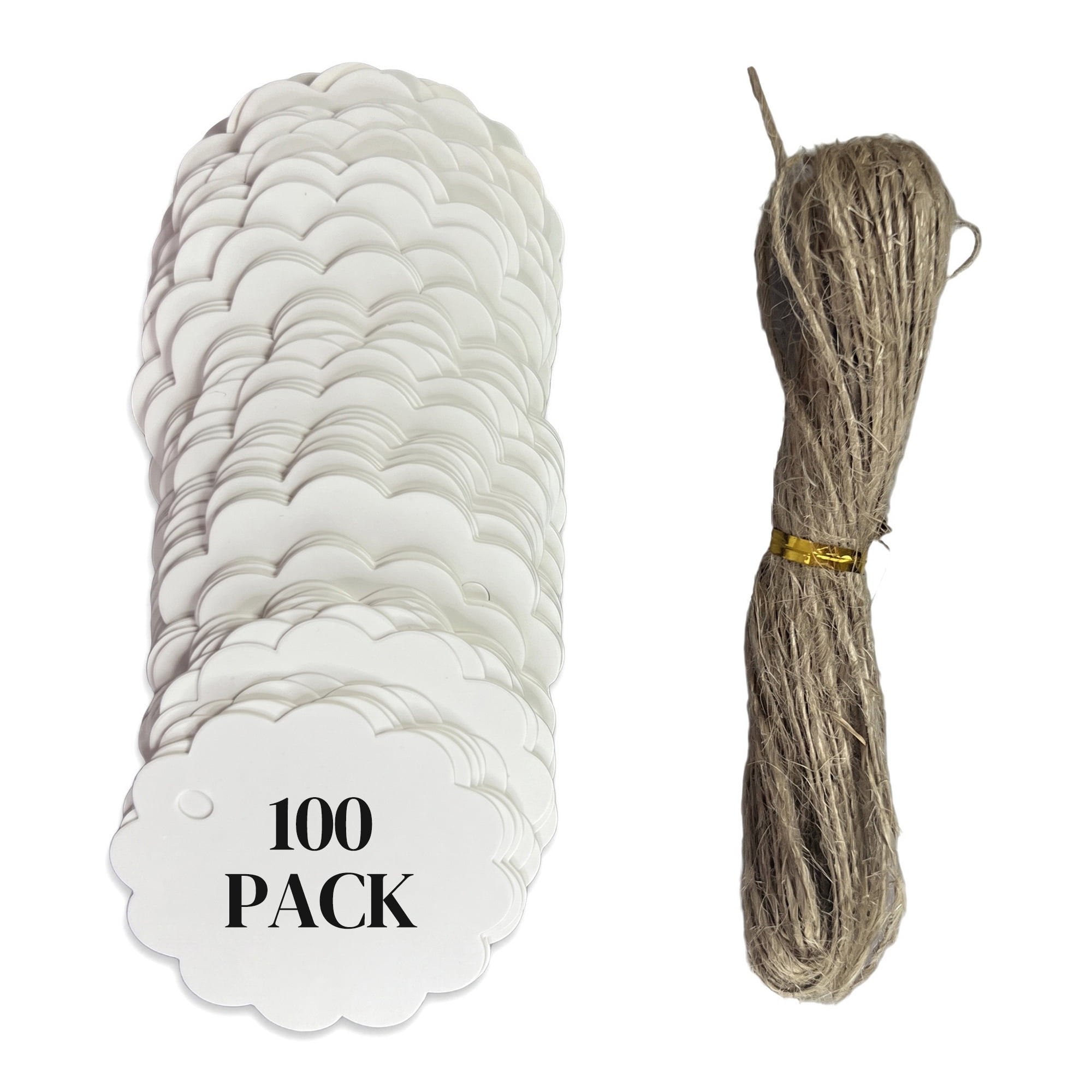 Unique Bargains  Gift Tags with Natural Twine for and Wrapping 2.4" x 2.4" White