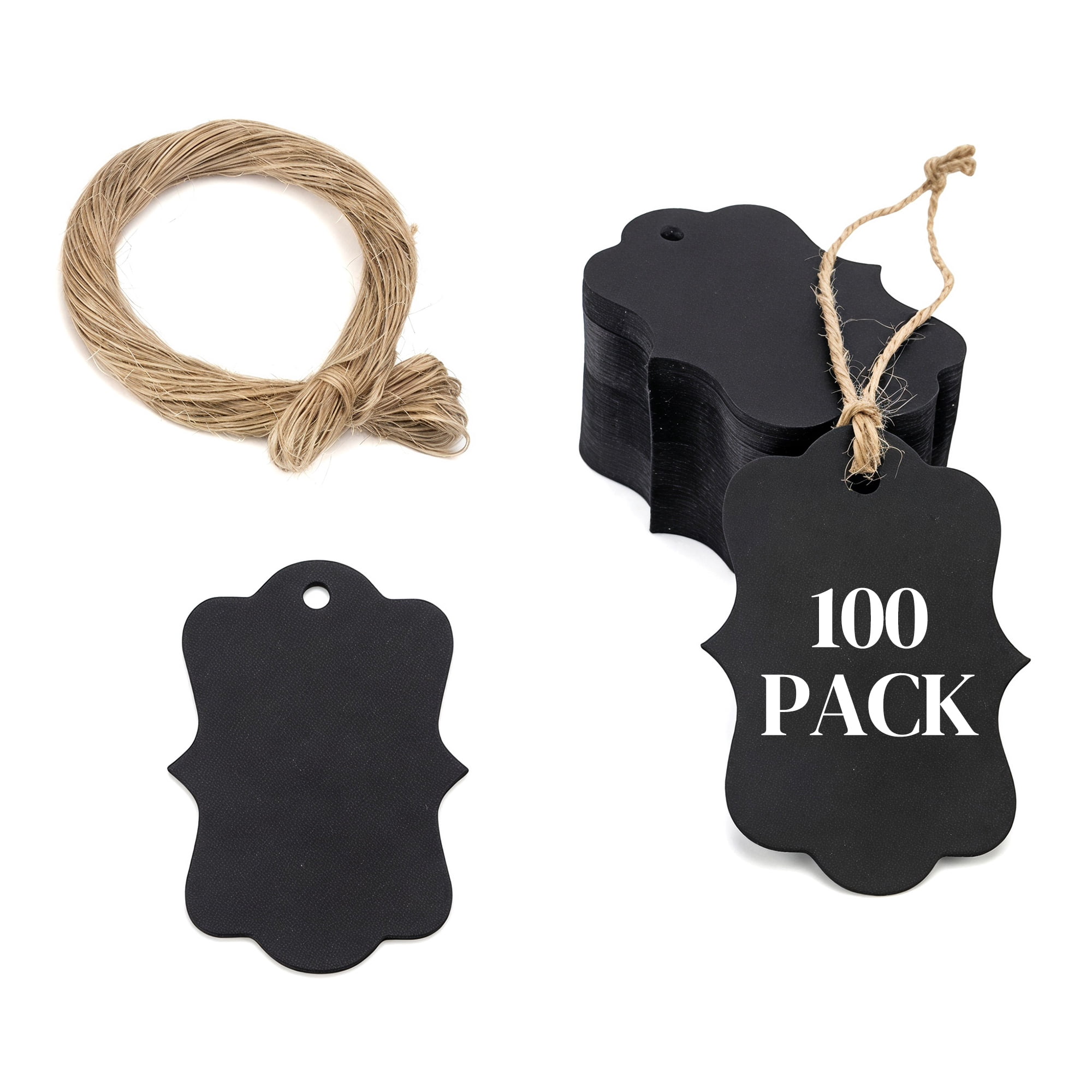 Unique Bargains Gift Tags with Twine for Crafting and Presenting Gifts 1.2" x 2" Black