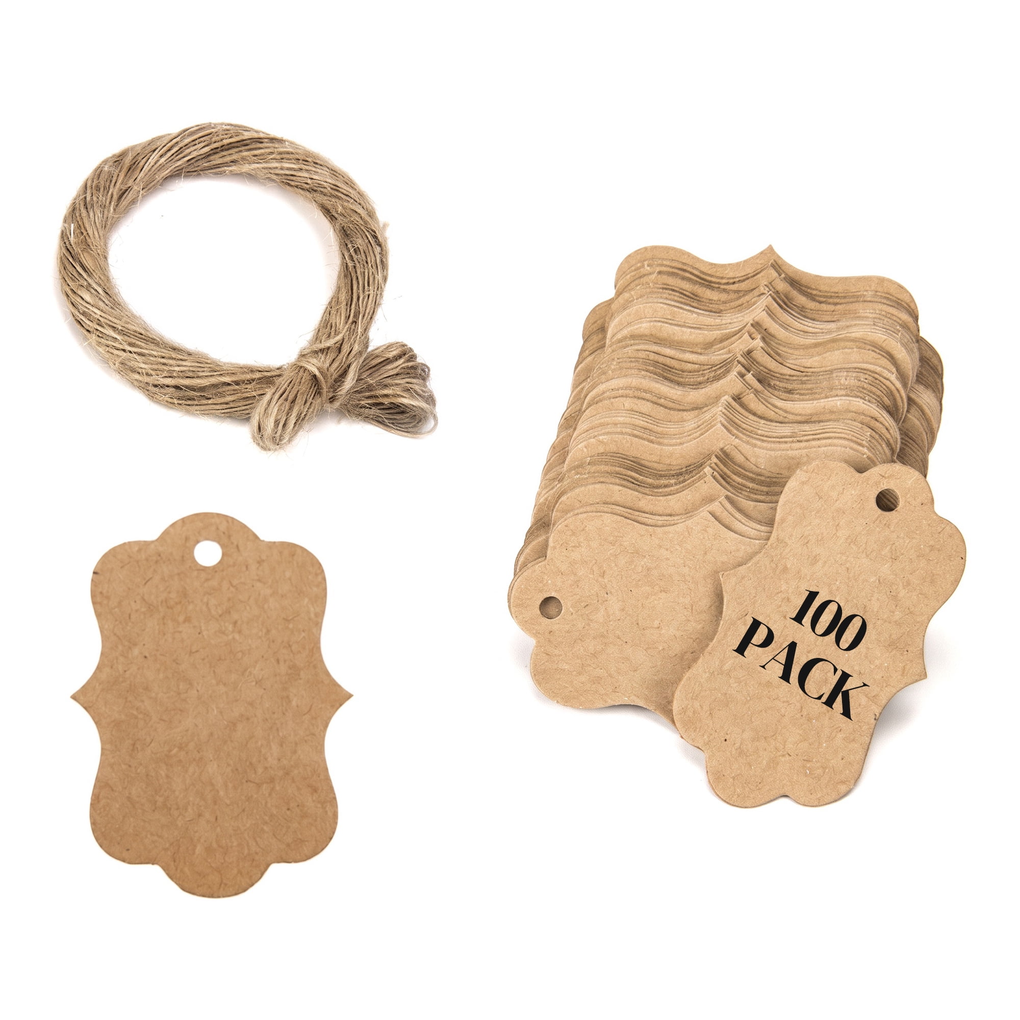 Unique Bargains Gift Tags with Twine for Crafting and Presenting Gifts 1.2" x 2" Brown