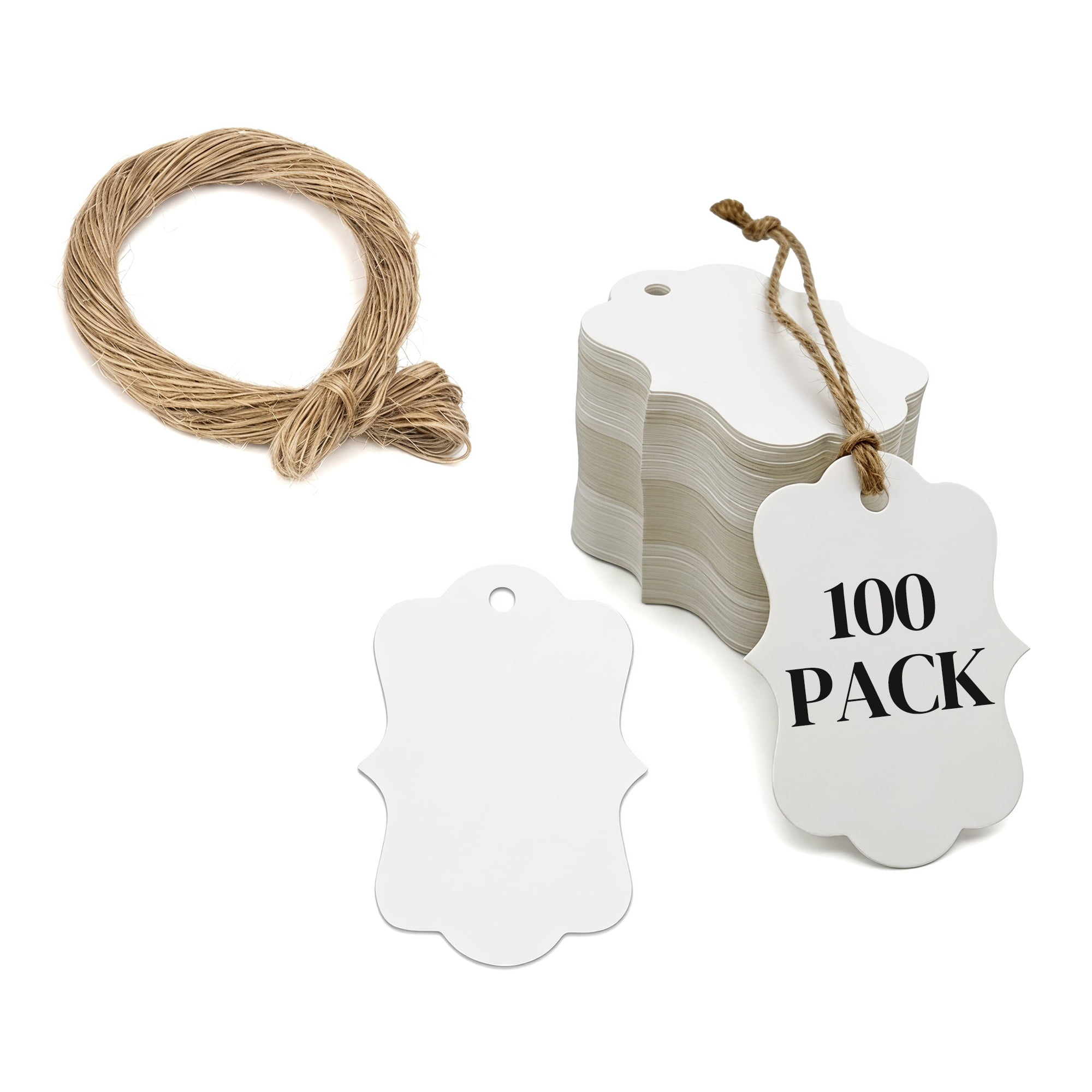 Unique Bargains Gift Tags with Twine for Crafting and Presenting Gifts 1.2" x 2" White