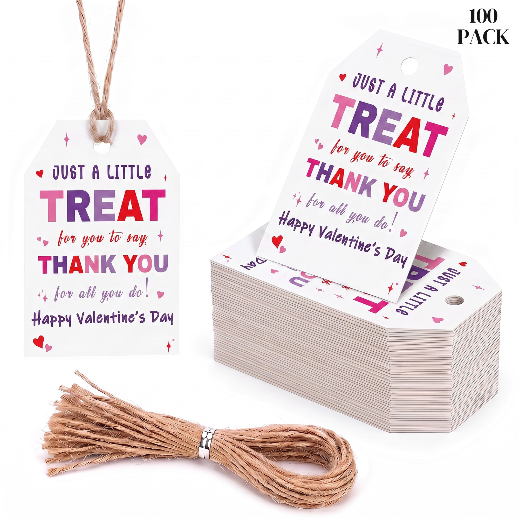 Unique Bargains Gift Tags with Twine for Present Wrapping Thank You Treat 2" x 3.1"