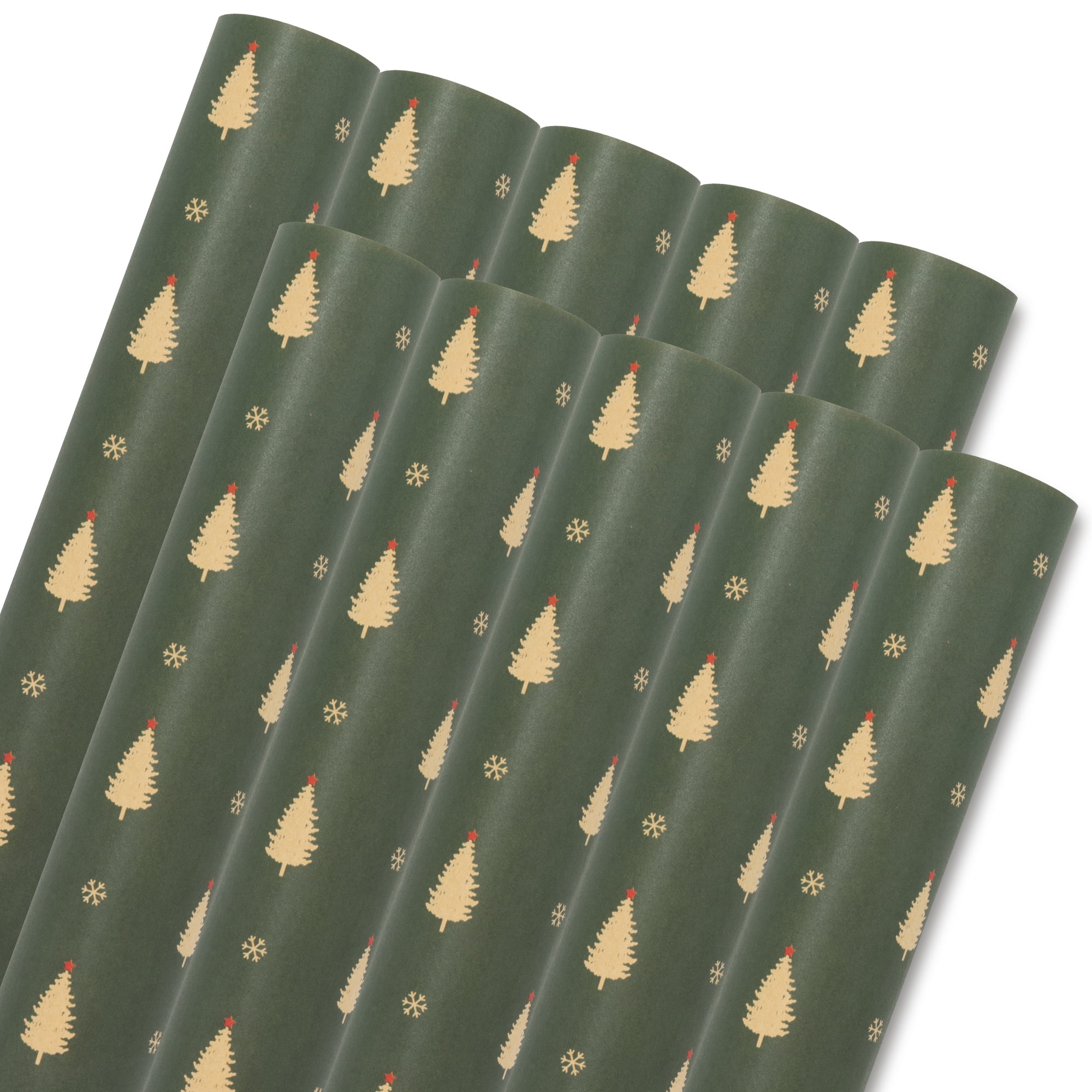 Unique Bargains Gift Wrapping Paper for Christmas and Events Green Trees 27.6"x 19.7"