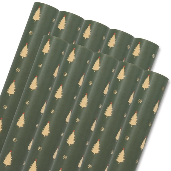 Unique Bargains Gift Wrapping Paper for Christmas and Events Green Trees 27.6"x 19.7"