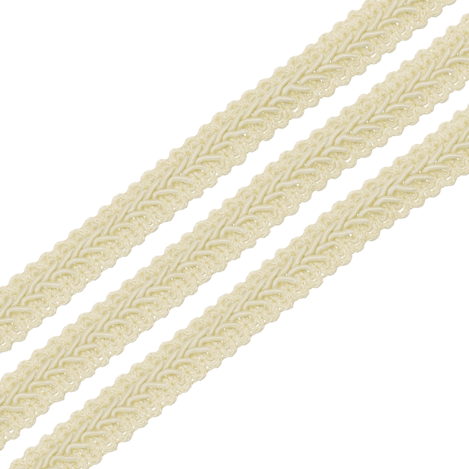 Unique Bargains Gimp Braid Trim Woven Fabric Ribbon Cream