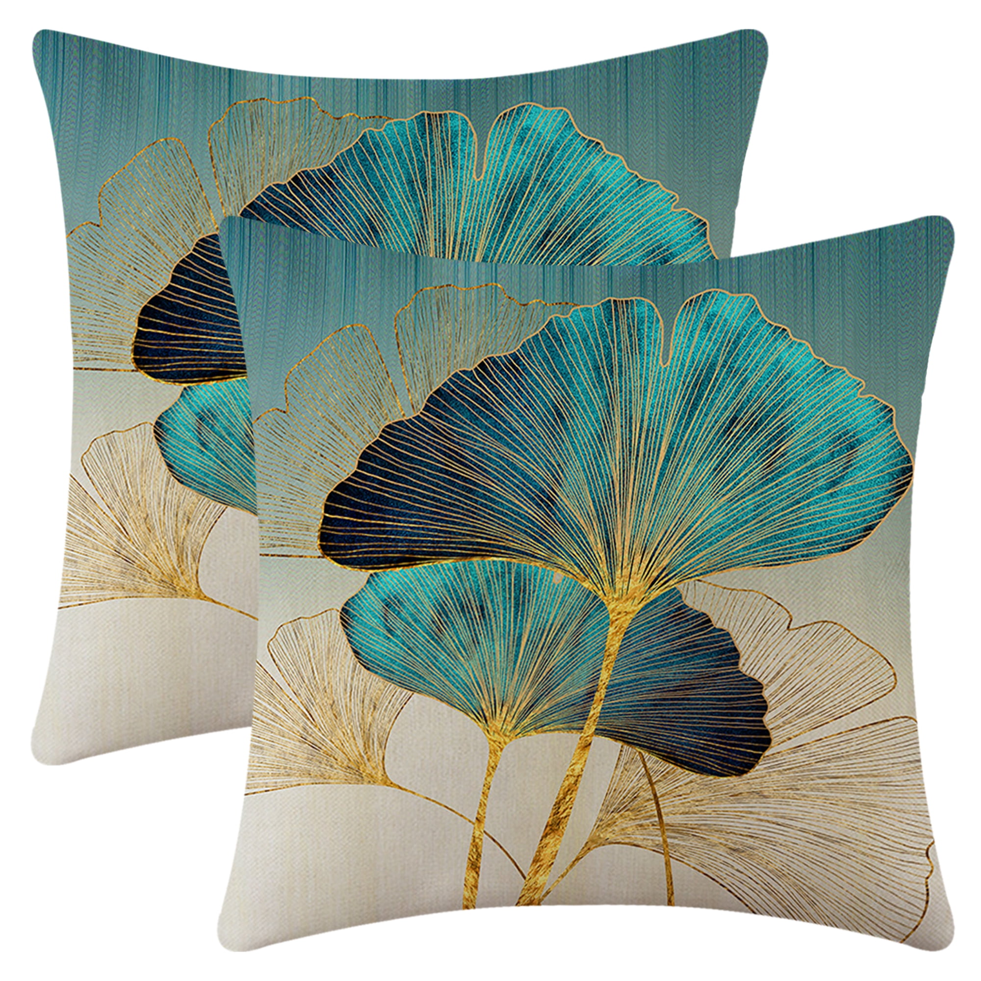 Unique Bargains Ginkgo Leaf Pattern Throw Pillow Covers Set of 2 Flower Pattern 2