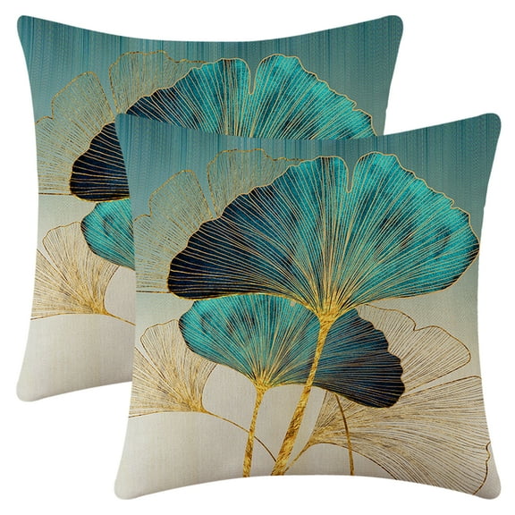 Unique Bargains Ginkgo Leaf Pattern Throw Pillow Covers Set of 2 Flower Pattern 2