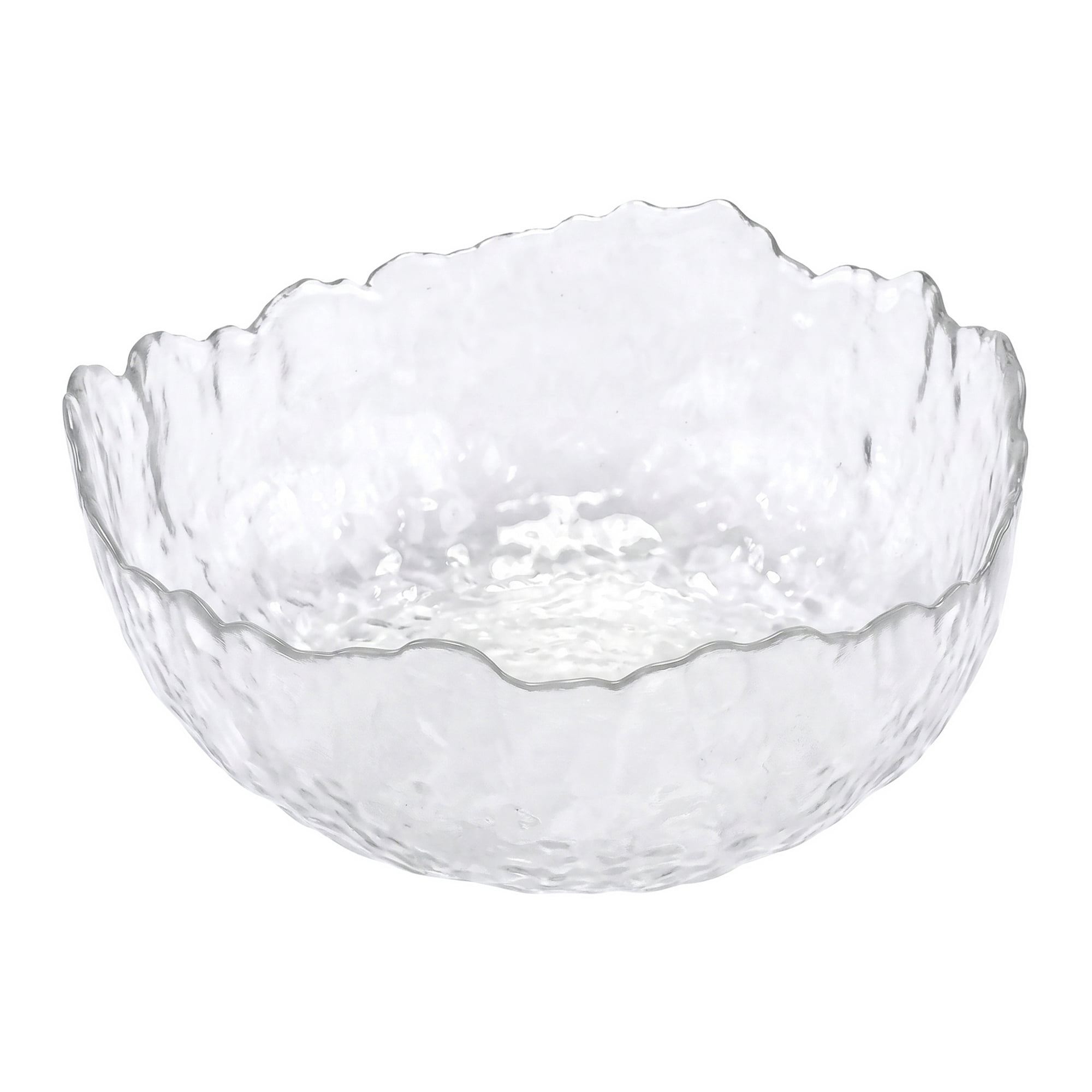 Unique Bargains Glacier Bowl Wavy Pedestal for Home Decor Clear 6.5"L x 6.5"W x 3.1"H