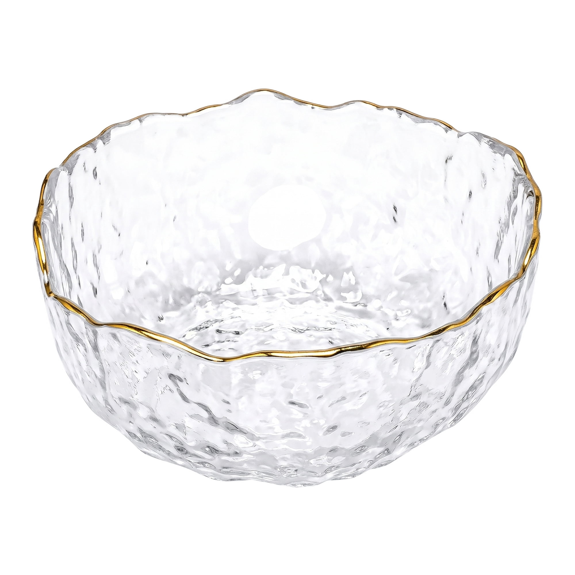 Unique Bargains Glacier Bowl Wavy Pedestal for Home Decor Clear Gold 5.1"L x 5.1"W x 2.6"H