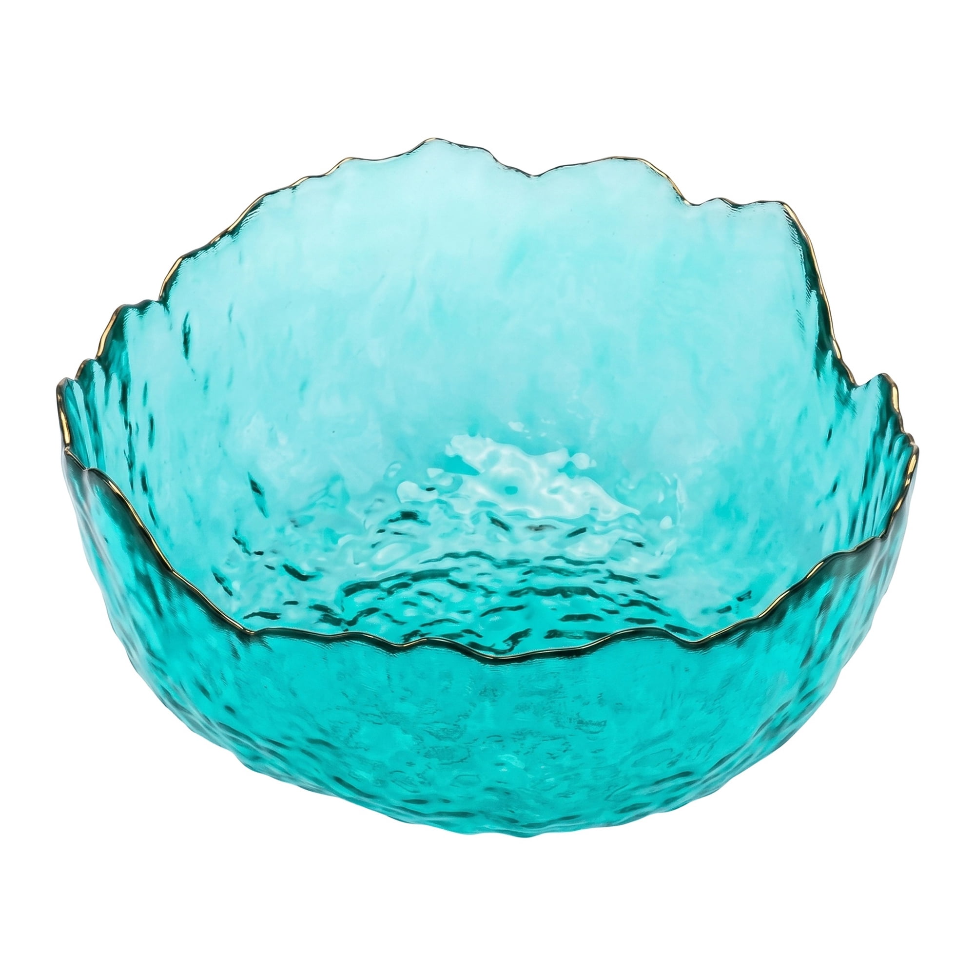 Unique Bargains Glacier Bowl Wavy Pedestal for Home Decor Lake Blue 6.5"L x 6.5"W x 3.1"H