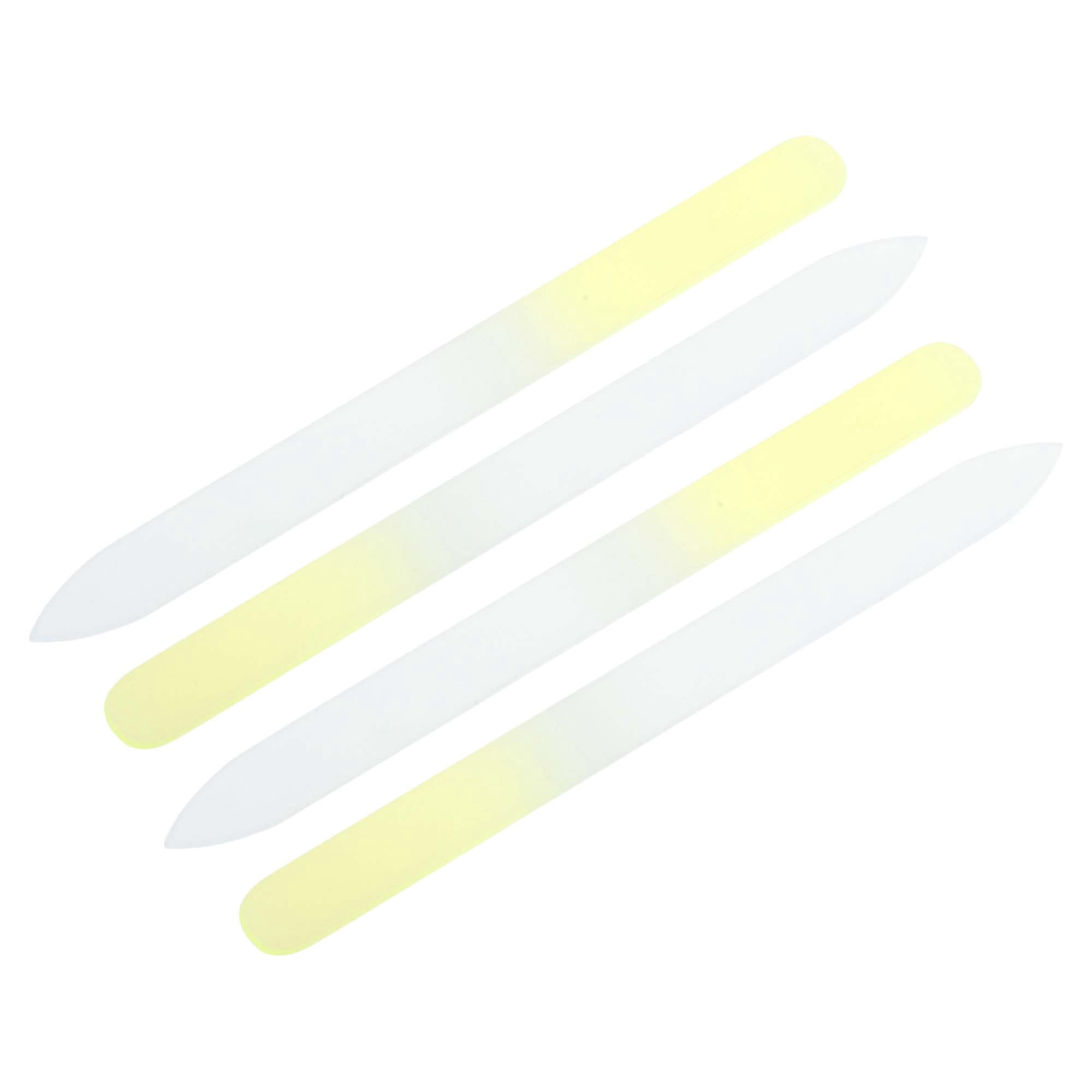 Unique Bargains Glass Double-sided Nail File Manicure Tool 4 Pcs Light Yellow