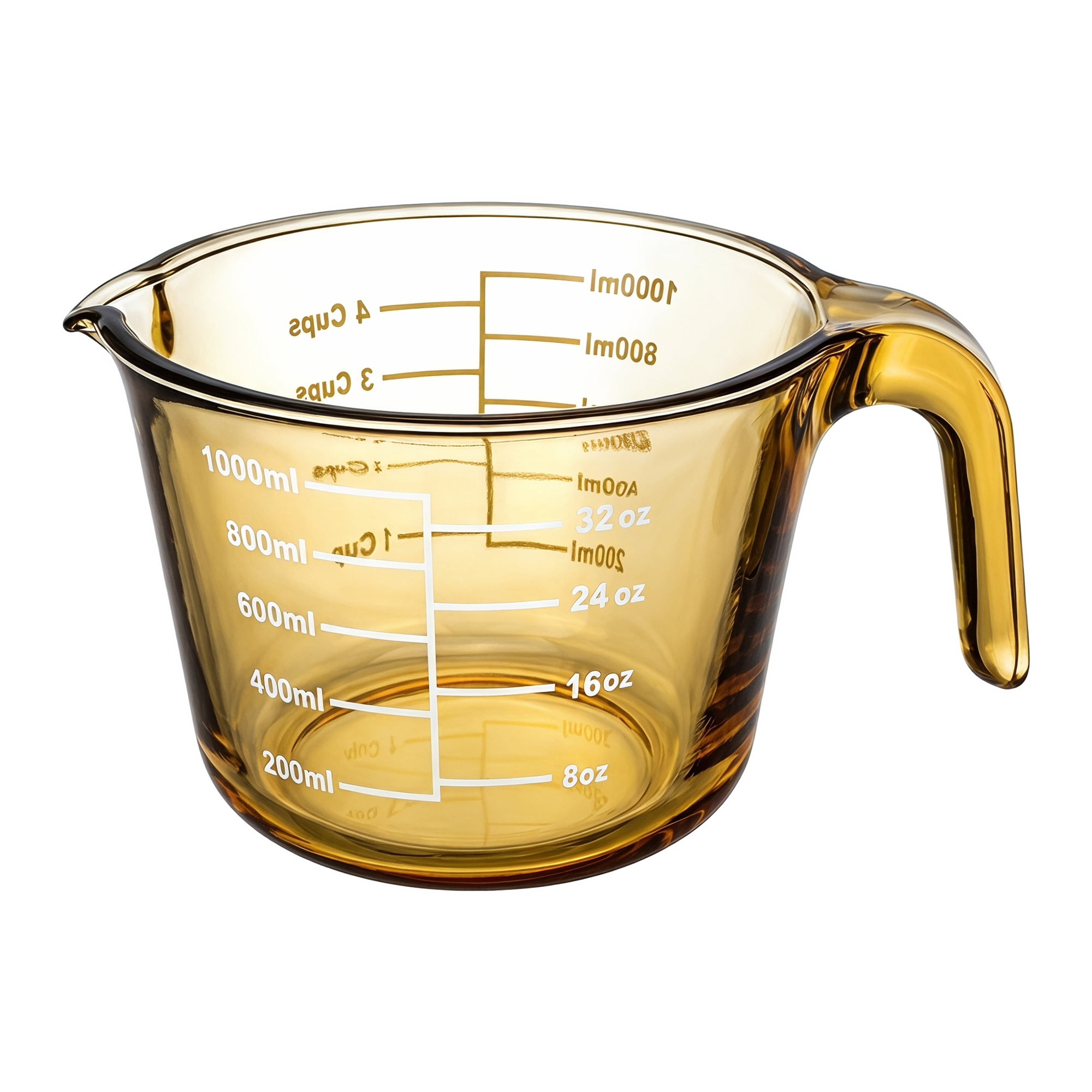 Unique Bargains Glass Measuring Cup for Kitchen Cooking Yellow 1000ml