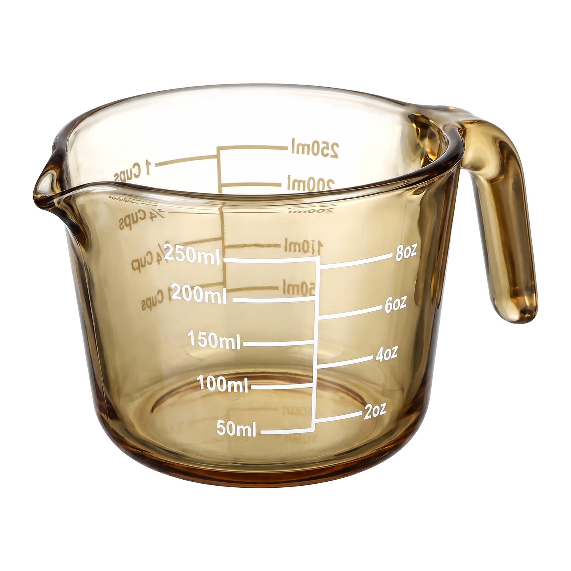 Unique Bargains Glass Measuring Cup for Kitchen Cooking Yellow 250ml