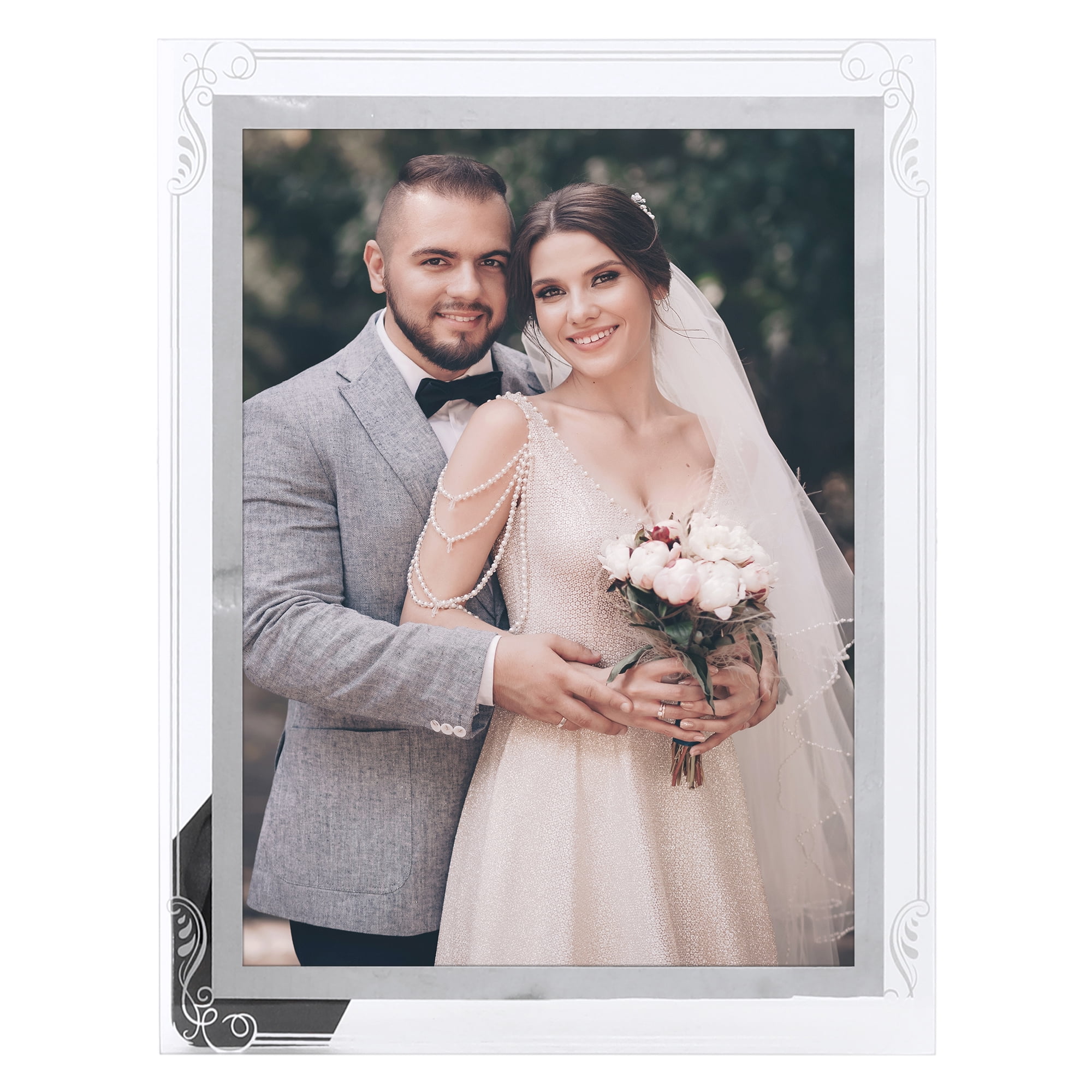 Unique Bargains Glass Picture Frame Display Vertical Horizontal Silver 3.5x5