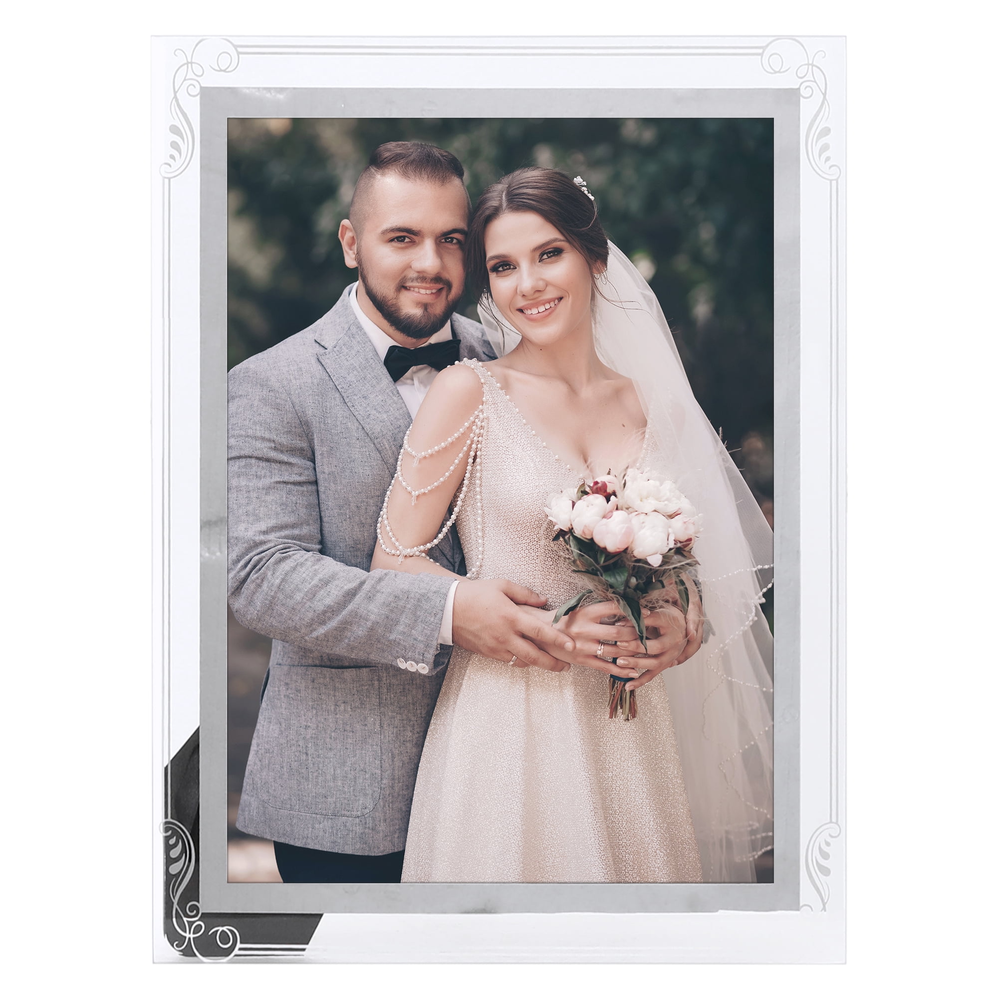Unique Bargains Glass Picture Frame Display Vertical Horizontal Silver 4x6