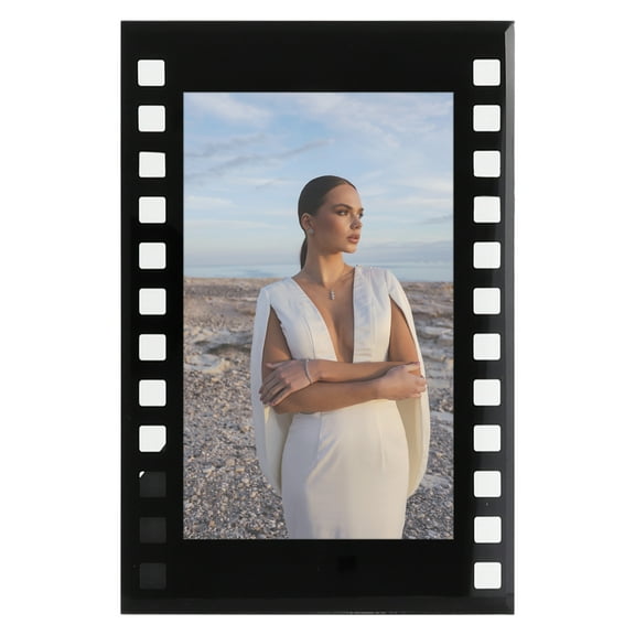 Unique Bargains Glass Picture Frame Horizontal Vertical Display Black 4x6