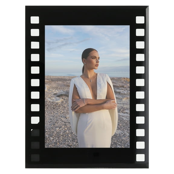 Unique Bargains Glass Picture Frame Horizontal Vertical Display Black 5x7