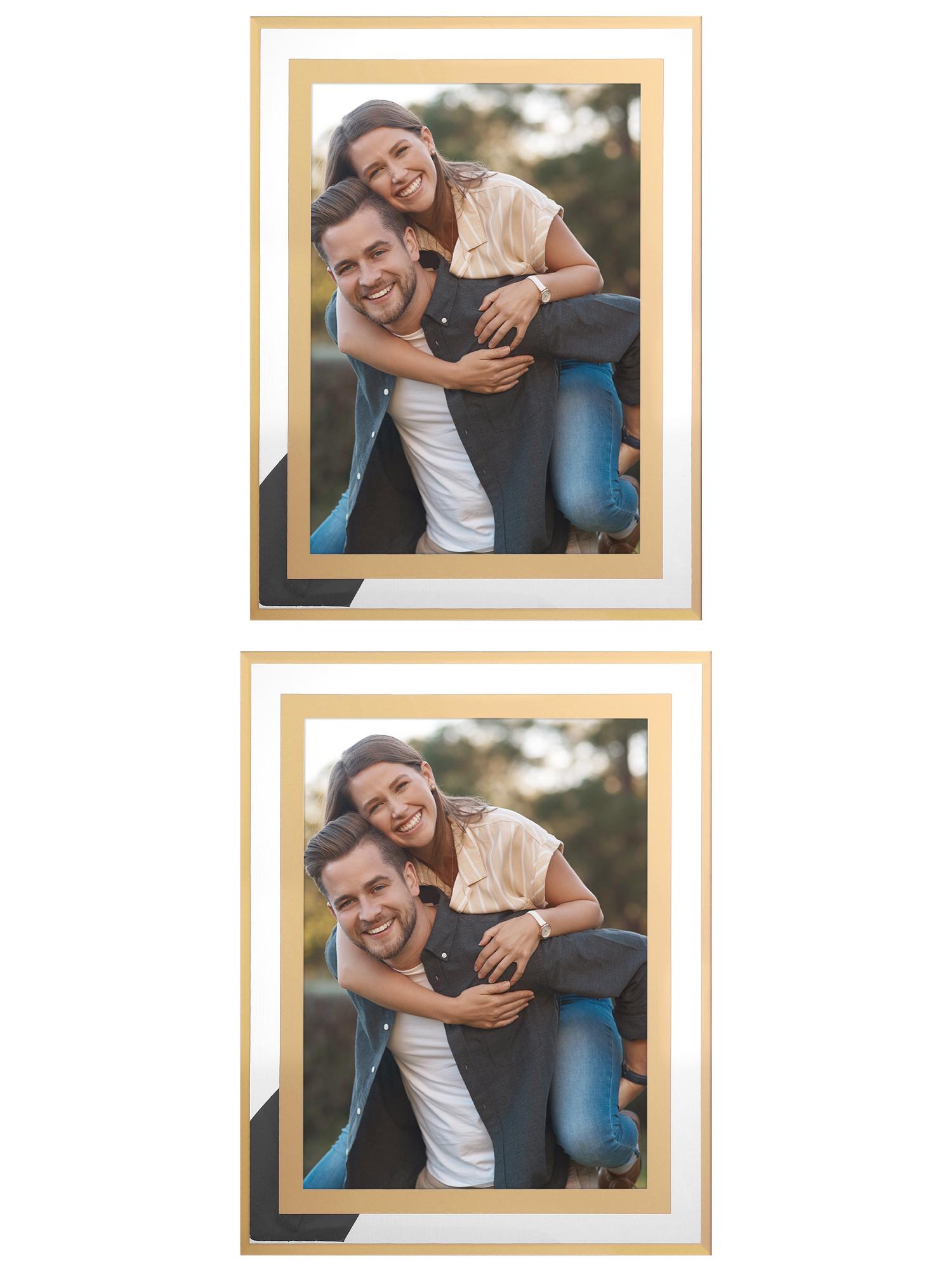 Unique Bargains Glass Picture Frame for Tabletop Display for Classy Home Decor Gold 4x6/5x7