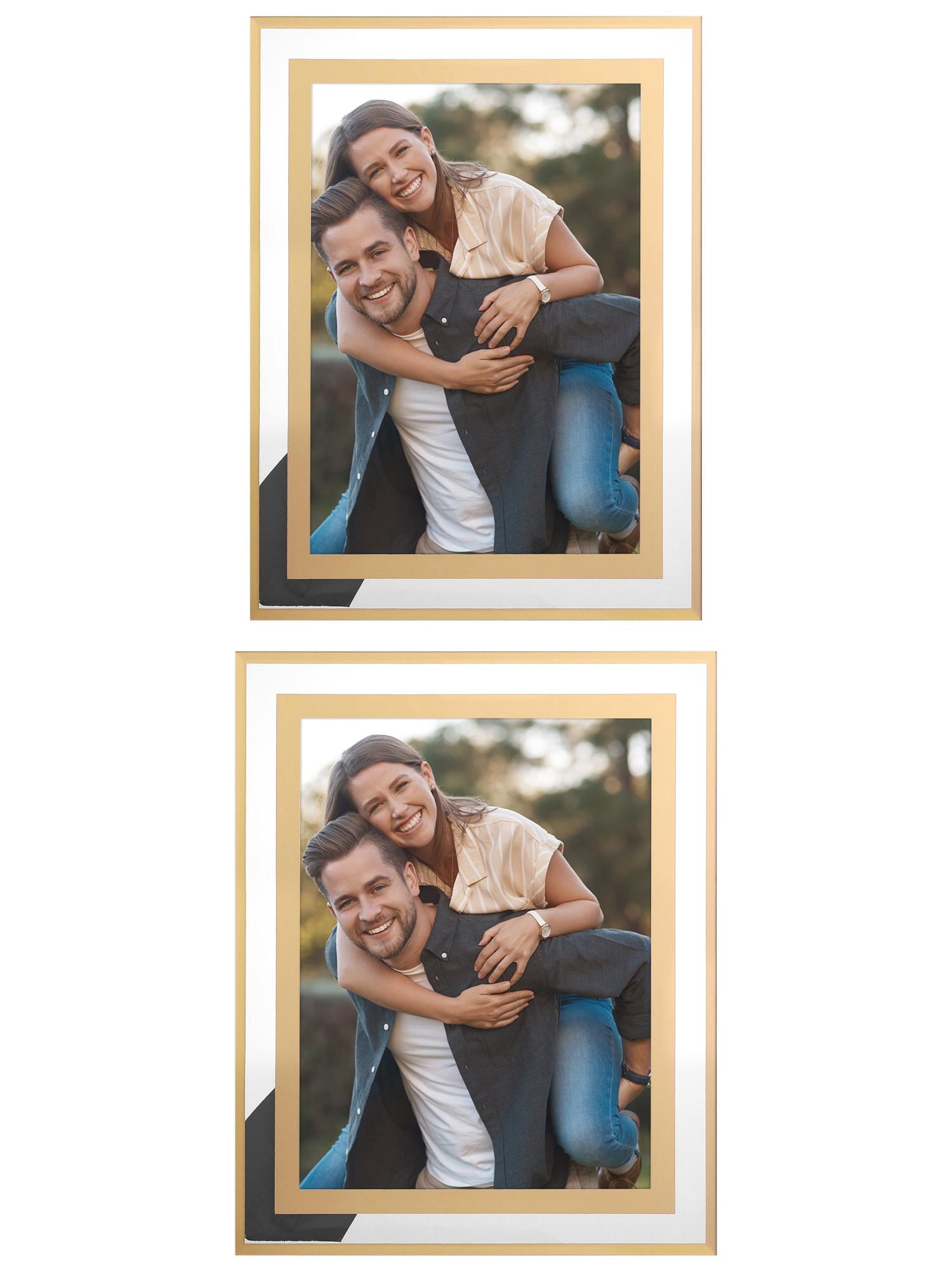 Unique Bargains Glass Picture Frame for Tabletop Display for Classy Home Decor Gold 4x6/6x8