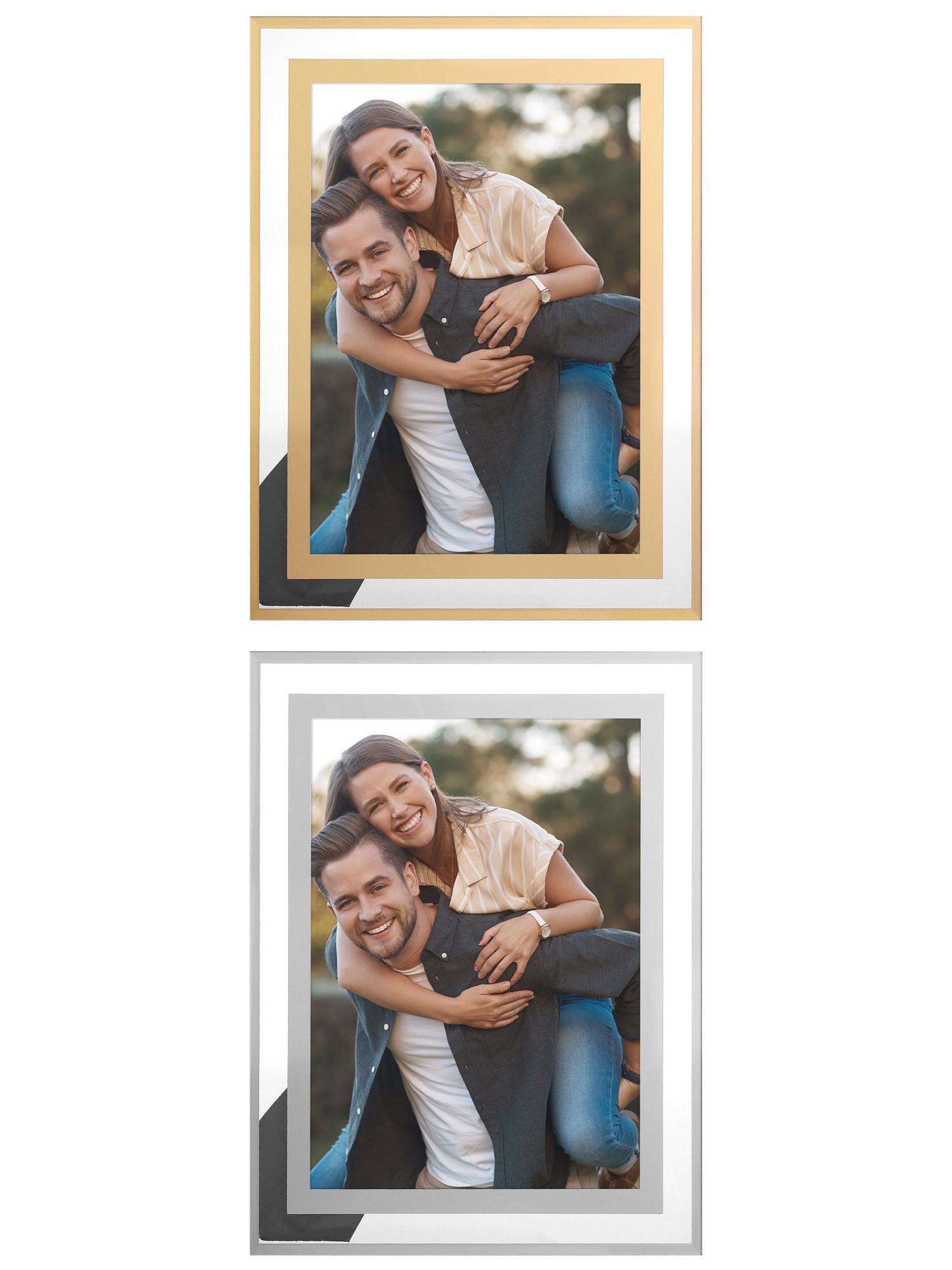 Unique Bargains Glass Picture Frame for Tabletop Display for Classy Home Decor Gold/Silver 4x6