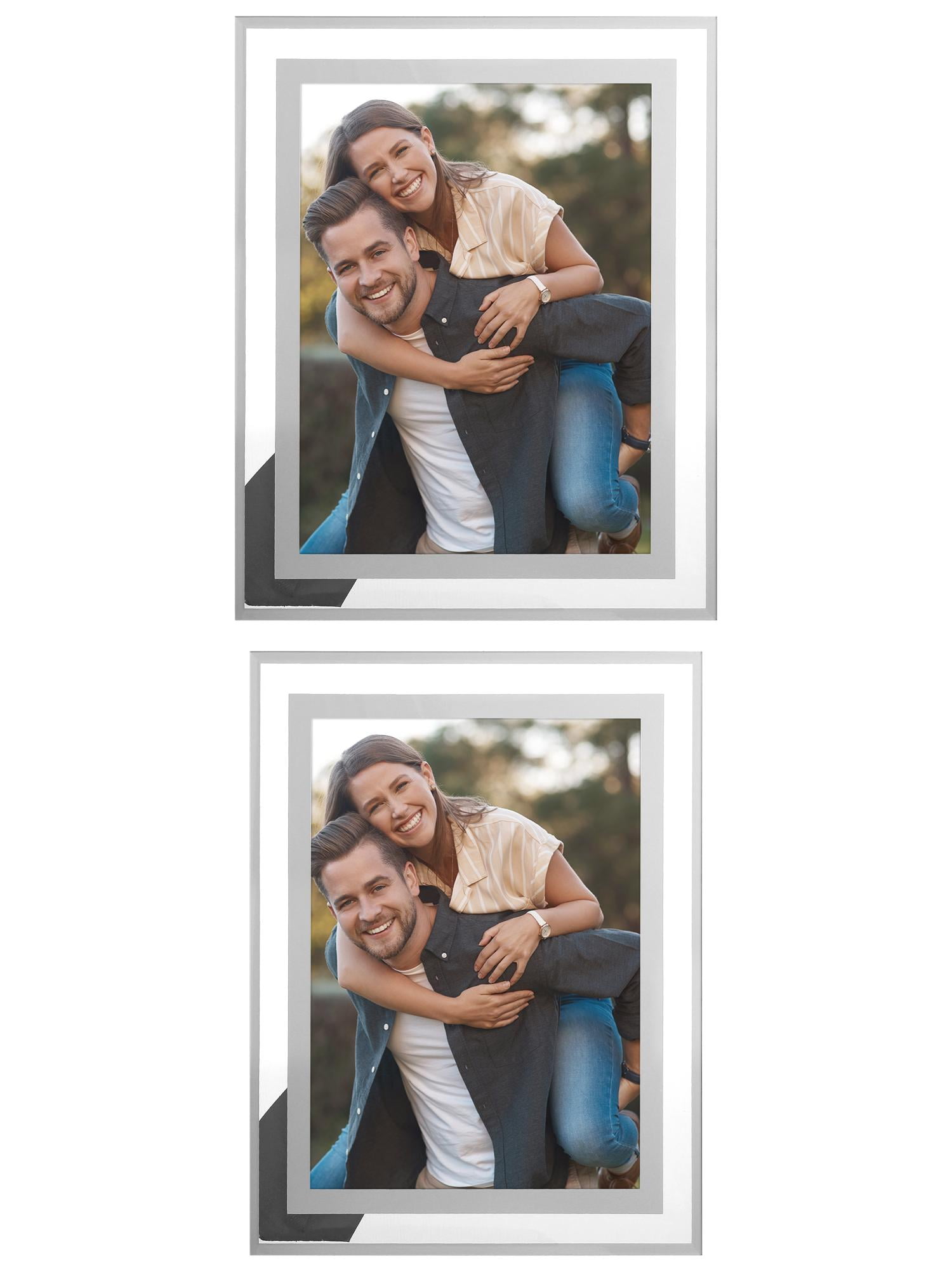 Unique Bargains Glass Picture Frame for Tabletop Display for Classy Home Decor Silver 4x6/6x8