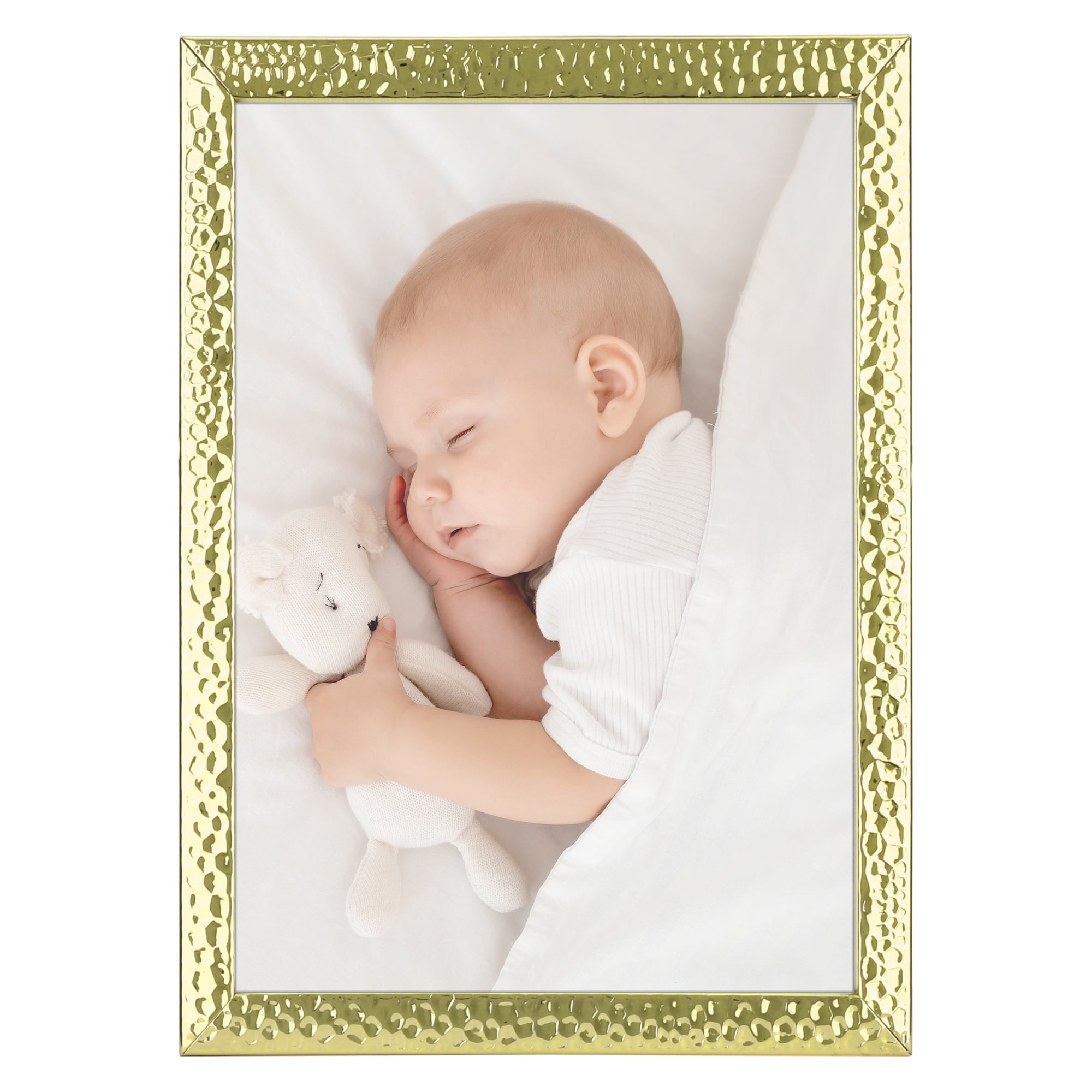 Unique Bargains Gloss Metal Picture Frames for Photo Home Tabletop Gold 5x7"