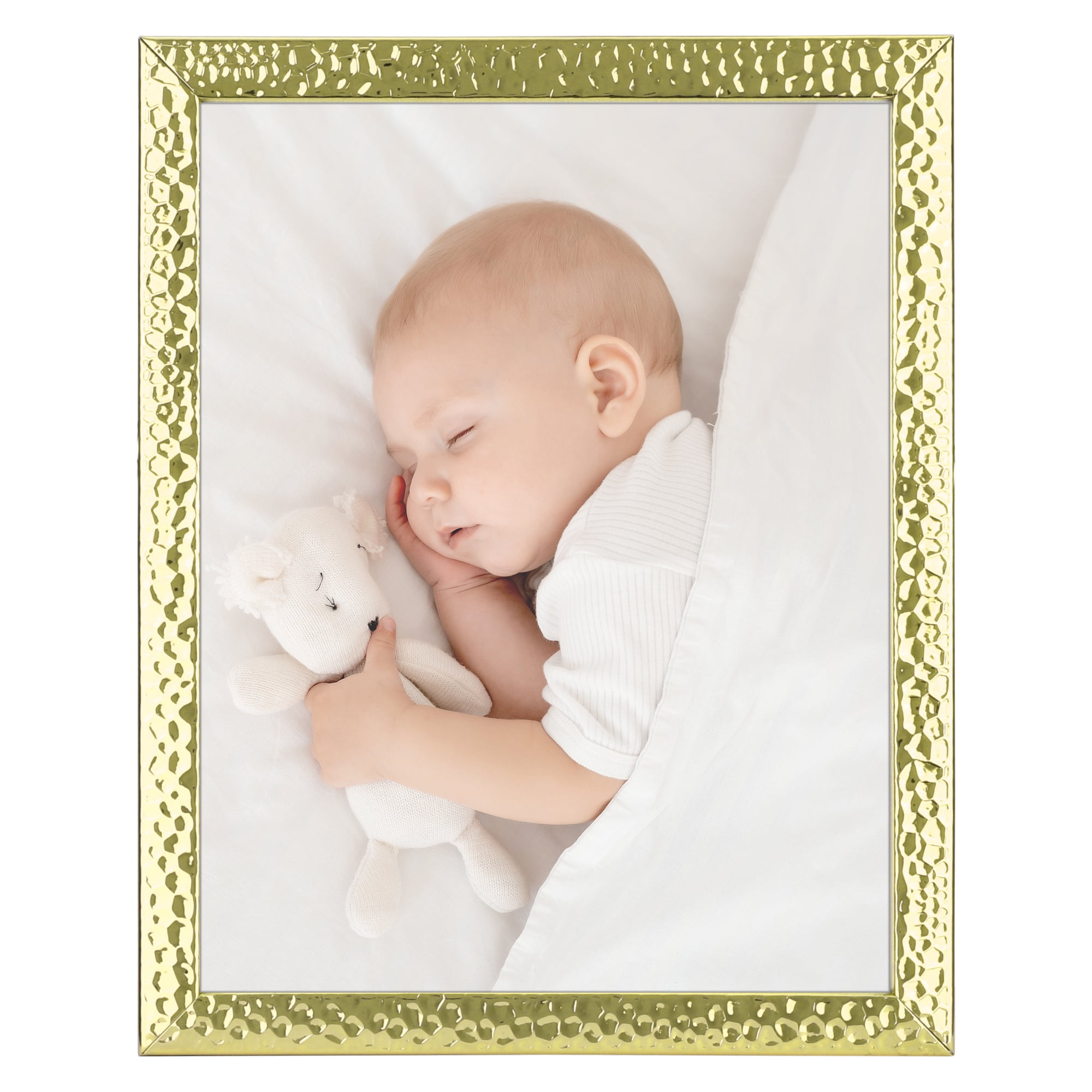 Unique Bargains Gloss Metal Picture Frames for Photo Home Tabletop Gold 8x10"