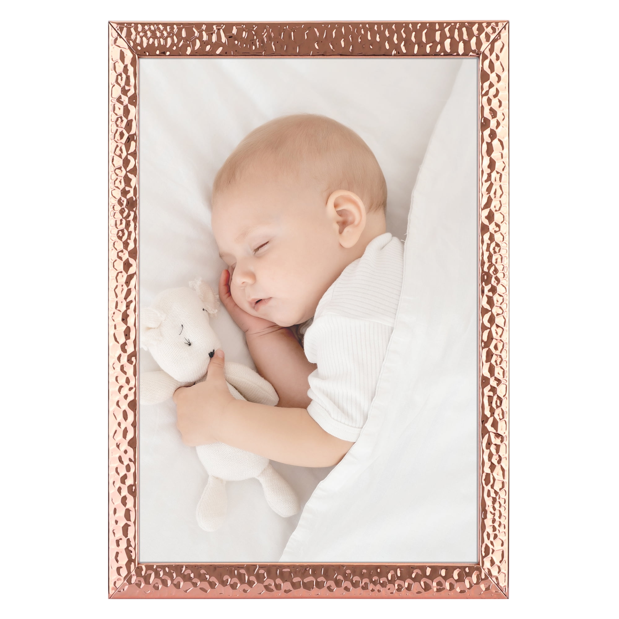 Unique Bargains Gloss Metal Picture Frames for Photo Home Tabletop Rose Gold 3.5x5"
