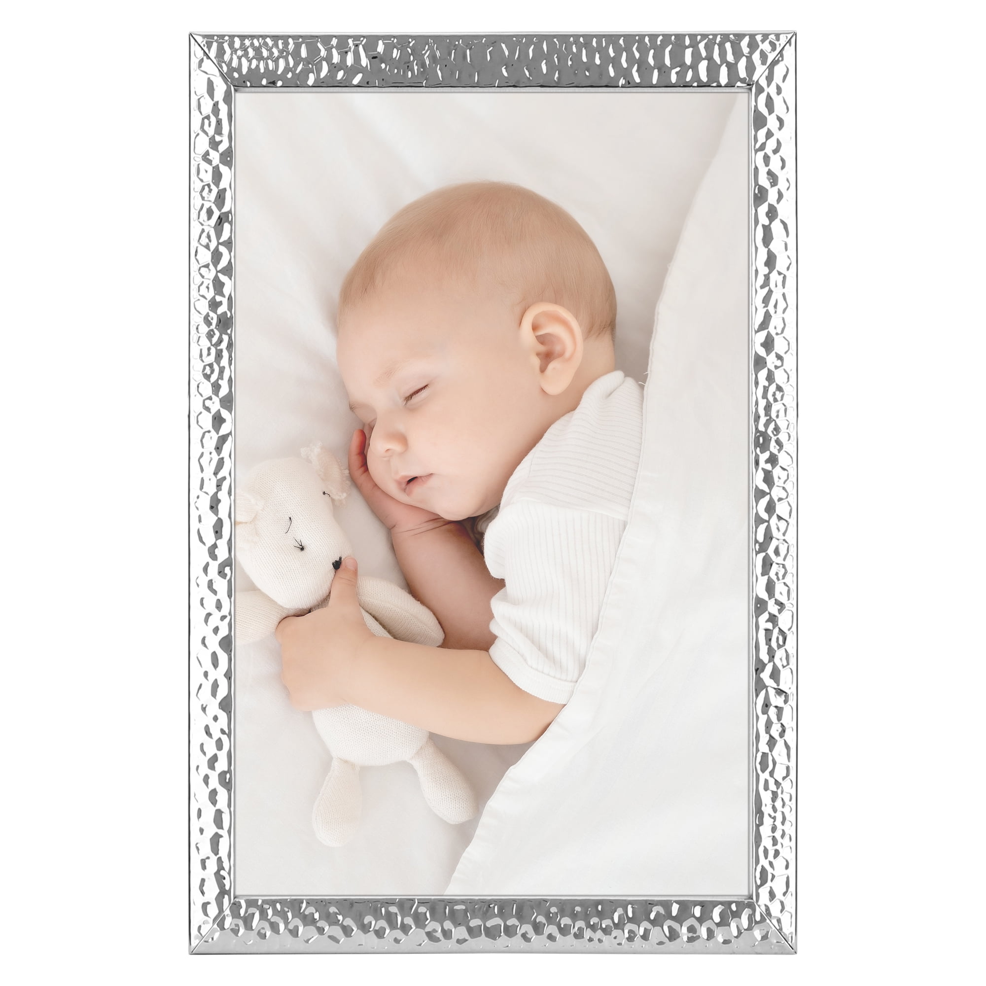 Unique Bargains Gloss Metal Picture Frames for Photo Home Tabletop Silver 4x6"