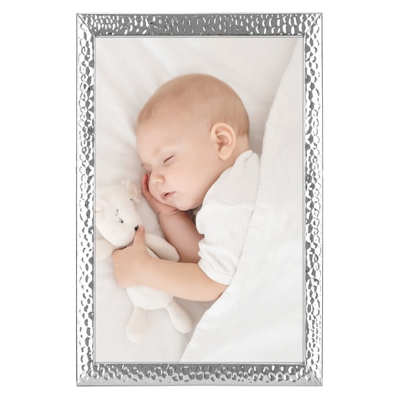 Unique Bargains Gloss Metal Picture Frames for Photo Home Tabletop Silver 4x6"