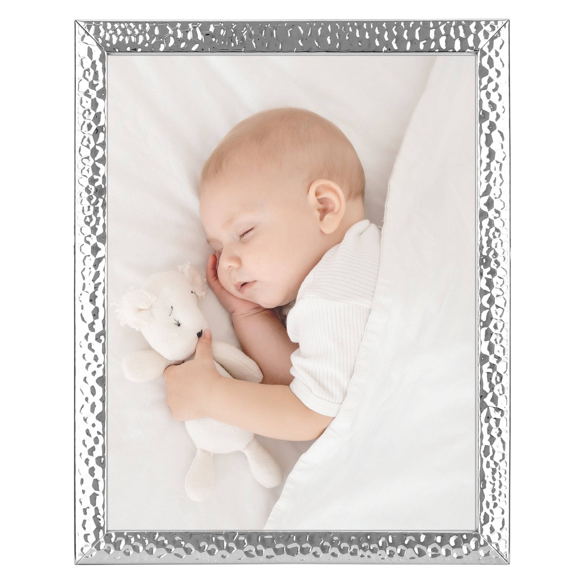 Unique Bargains Gloss Metal Picture Frames for Photo Home Tabletop Silver 8x10"